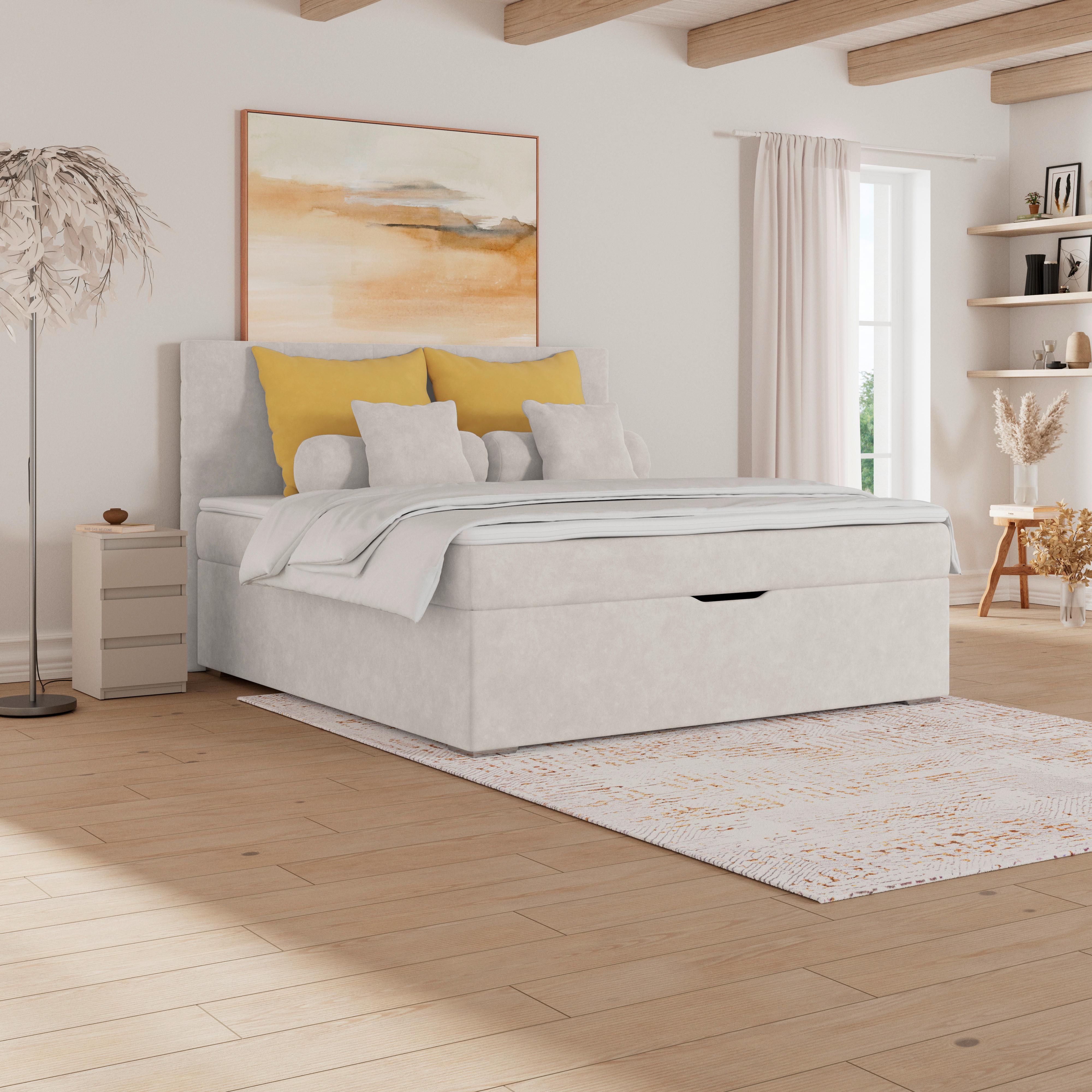 Polsterbett Adria - Taupe/Chromfarben, KONVENTIONELL, Holz/Textil (180/200cm)