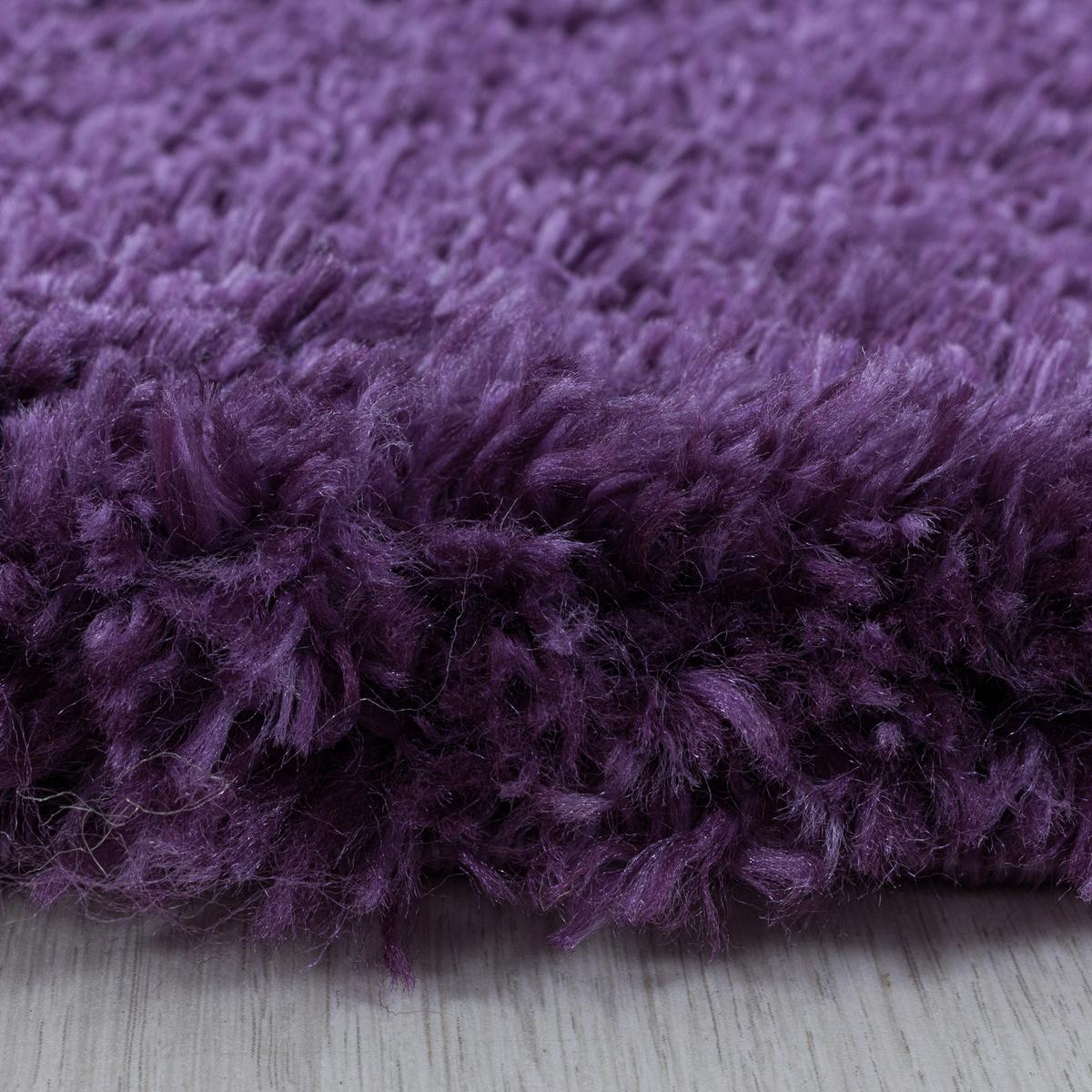 Hochflor Teppich Lila Fluffy Rund Ø 200 cm - Lila, Basics, Textil (200cm)