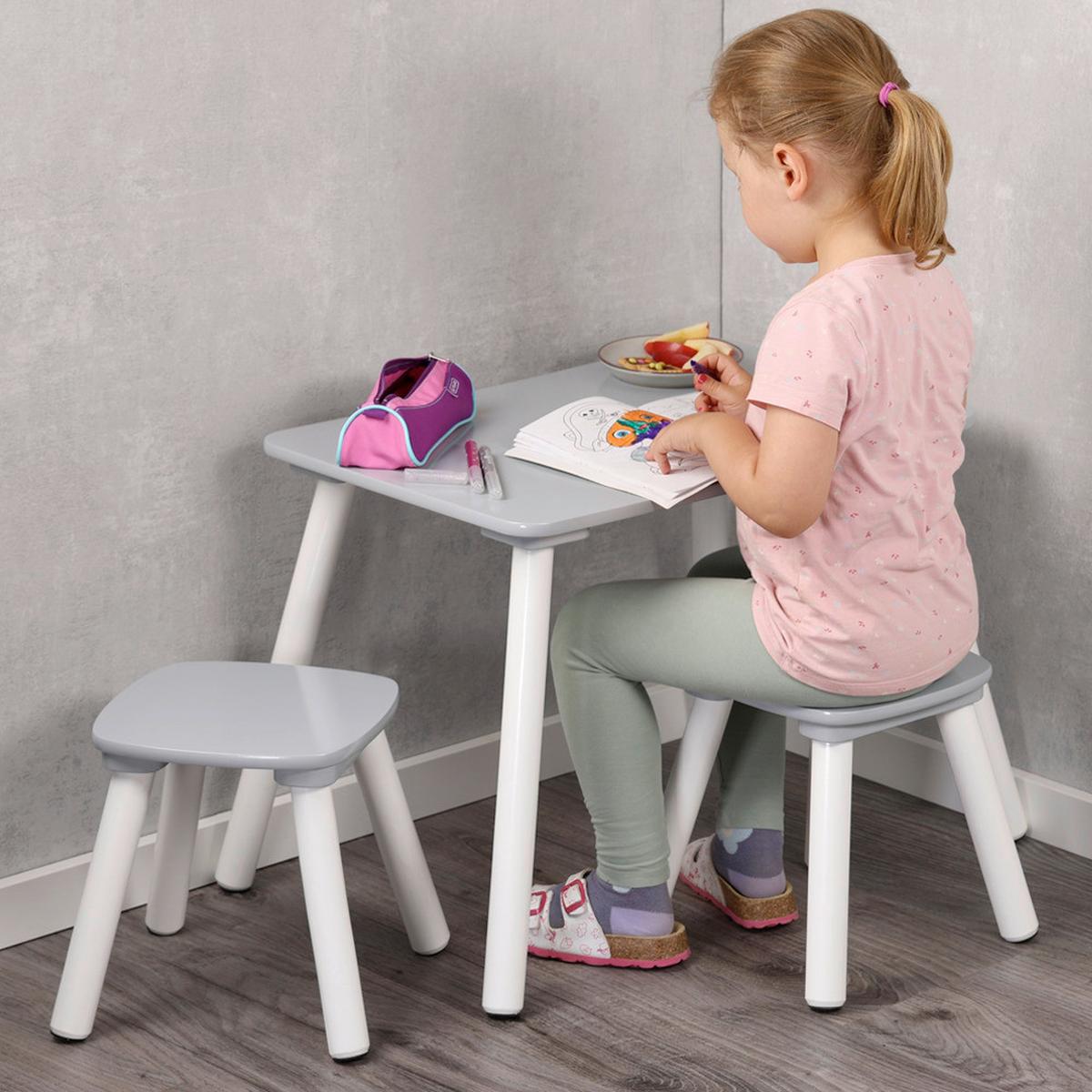 KINDERSITZGRUPPE Grau/Weiß B: 38cm - Hellgrau/Weiß, Basics, Holz/Holzwerkstoff (38/43.5/58cm) - Kesper