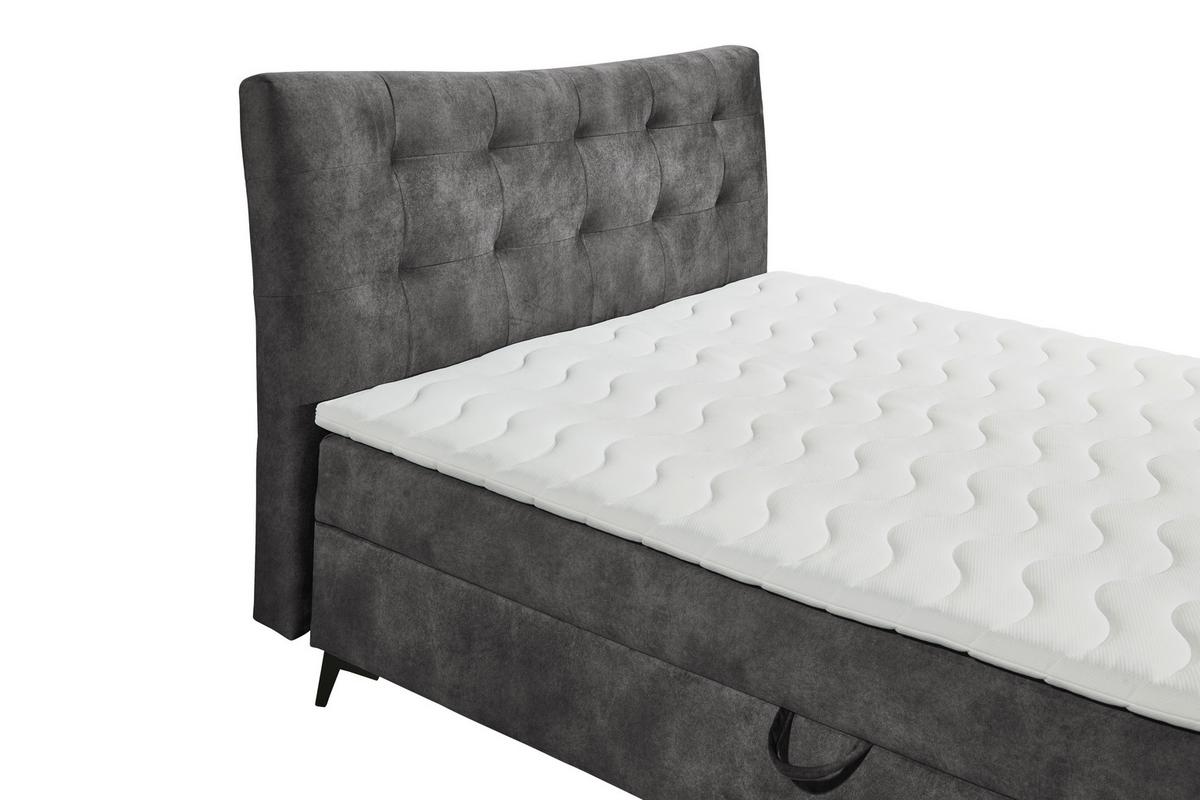 Boxbett Mit Topper+bettkasten 180x200 Cm Melrose - Anthrazit/Schwarz, MODERN, Holzwerkstoff/Textil (180/200cm) - MID.YOU