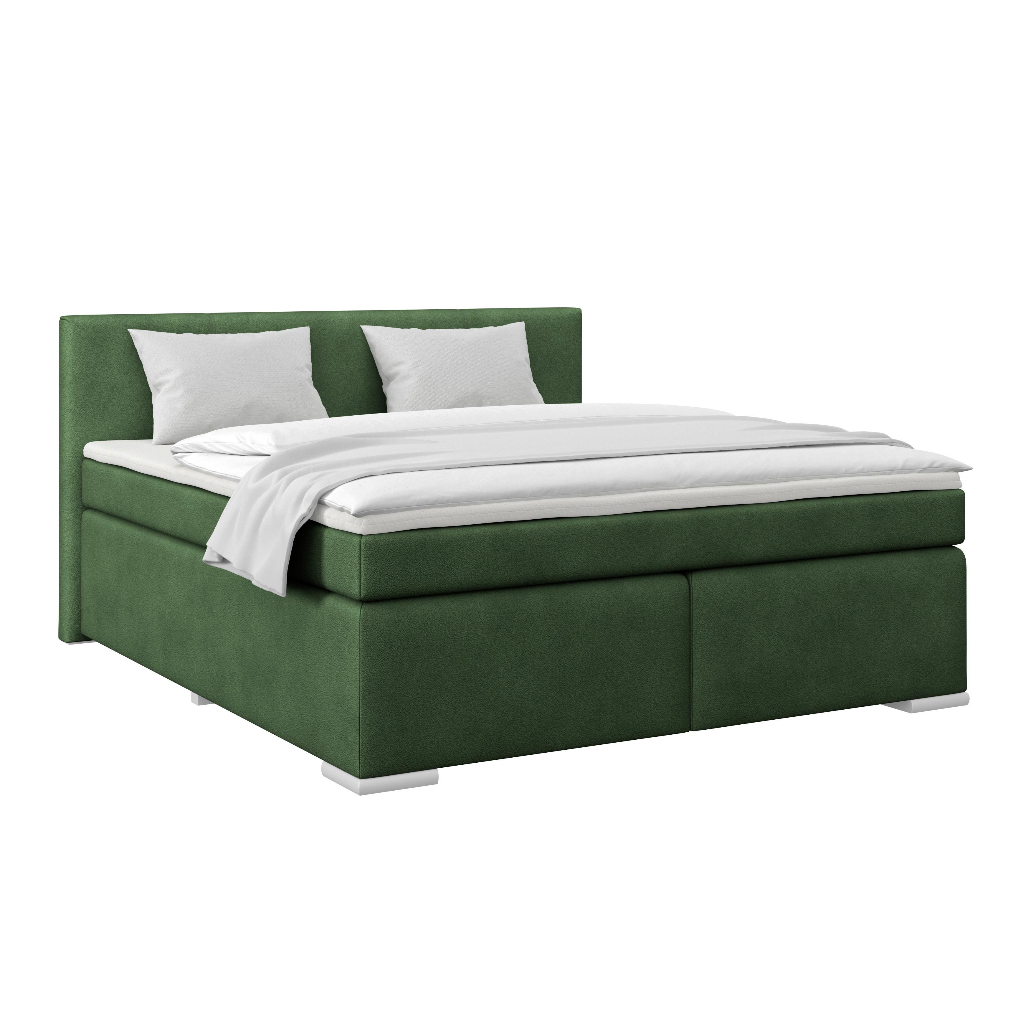 Boxspringbett Mira 1 - Dunkelgrün, Basics, Holz/Kunststoff (180/200cm)