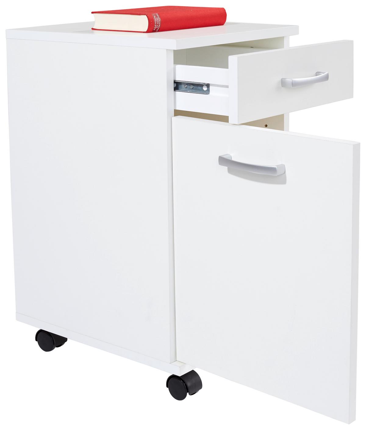 Görgős Konténer Rimini - fehér, Modern, faalapú anyag (33/59,5/38cm)