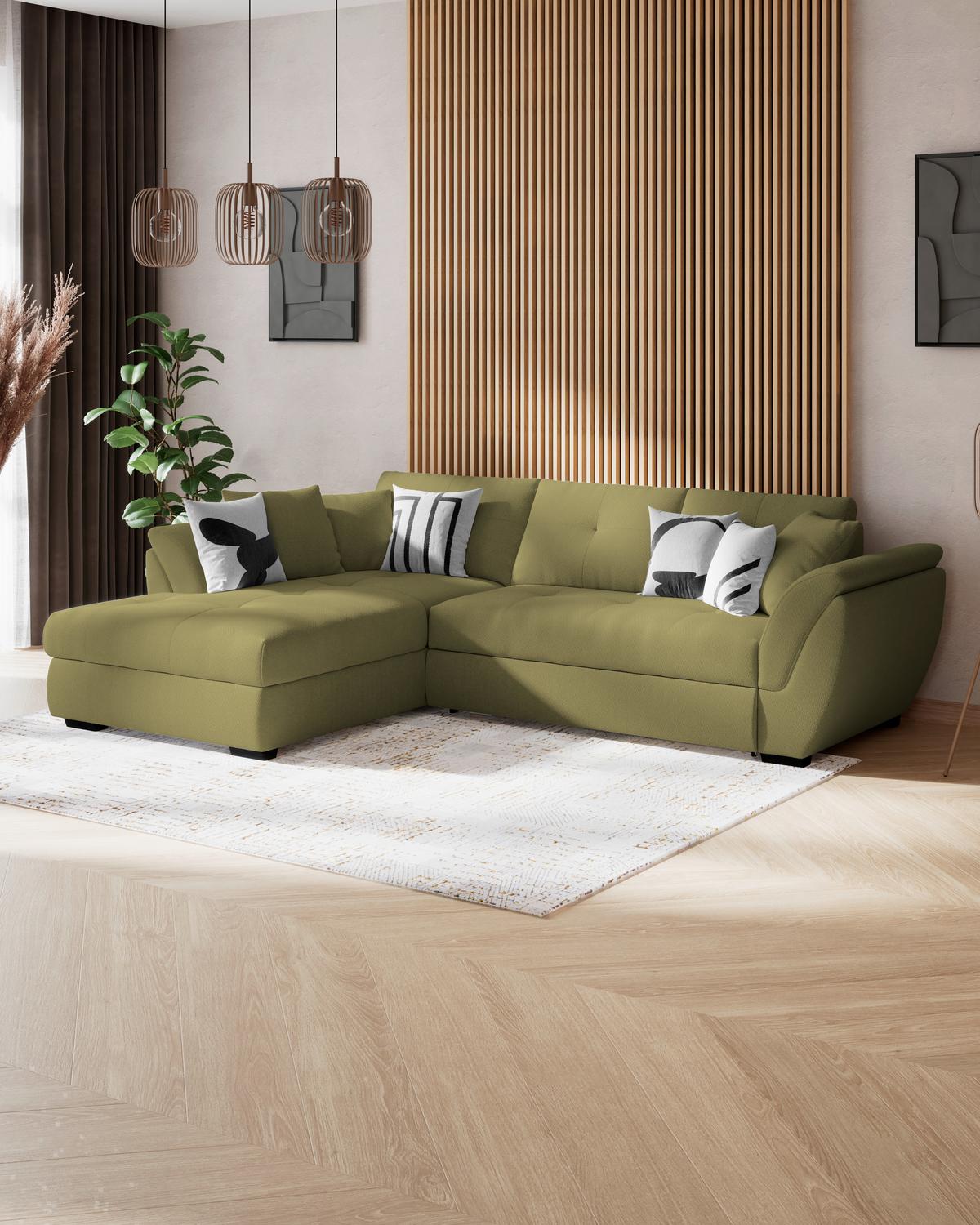 Rohová sedačka BERISSO, levá, zelená - černá/zelená, Konvenční, textil/plast (187/278cm) - Ondega