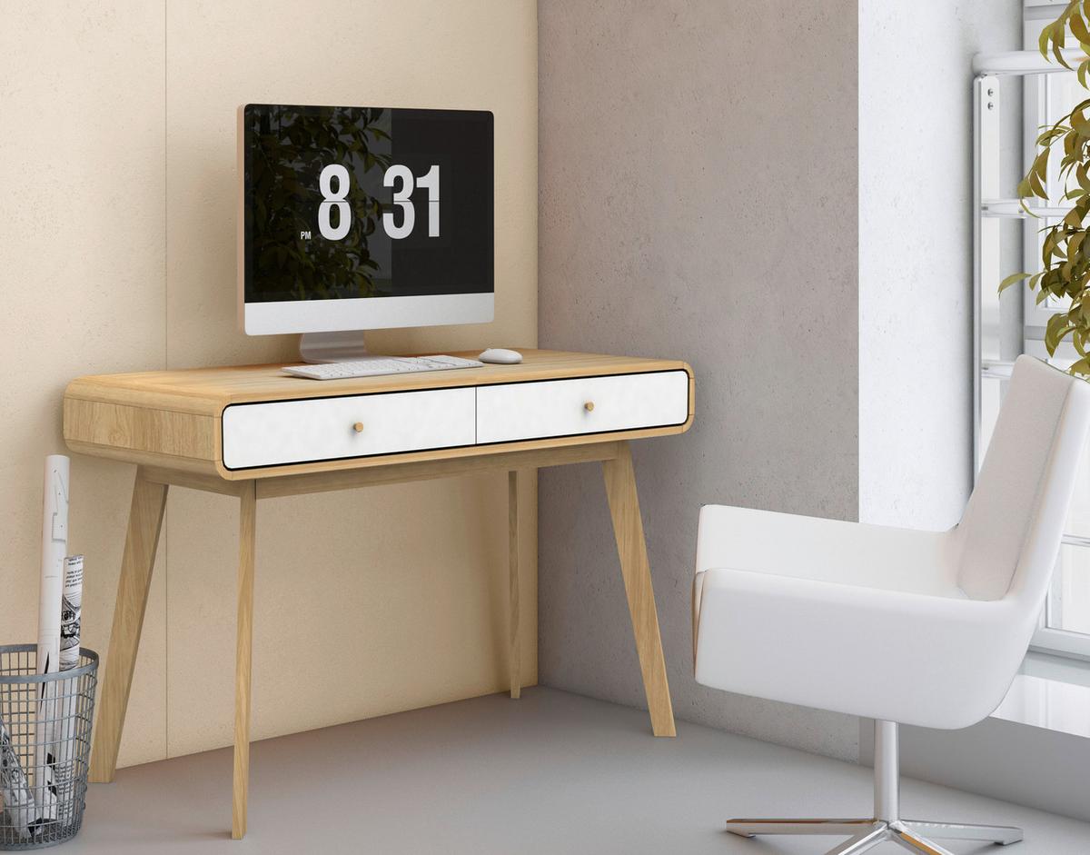 Schreibtisch Cassie Weiß/Eichefarben L: 120cm - Eichefarben/Weiß, Design, Holzwerkstoff (120/79/50cm) - MID.YOU