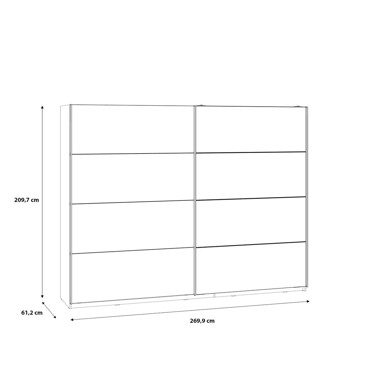Tolóajtós Szekrény Jacky 270/210cm - tölgyfa színű/fekete, Lifestyle, műanyag/faalapú anyag (269,9cm)