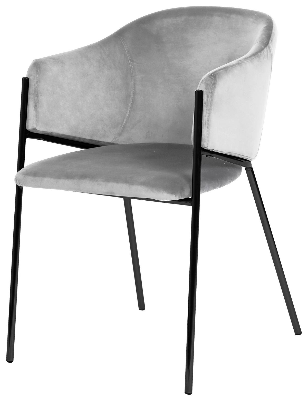 Armlehnstuhl-set Kronos -Trend Hellgrau/schwarz - Hellgrau/Schwarz, Trend, Textil/Metall (53/77/60cm) - Livetastic