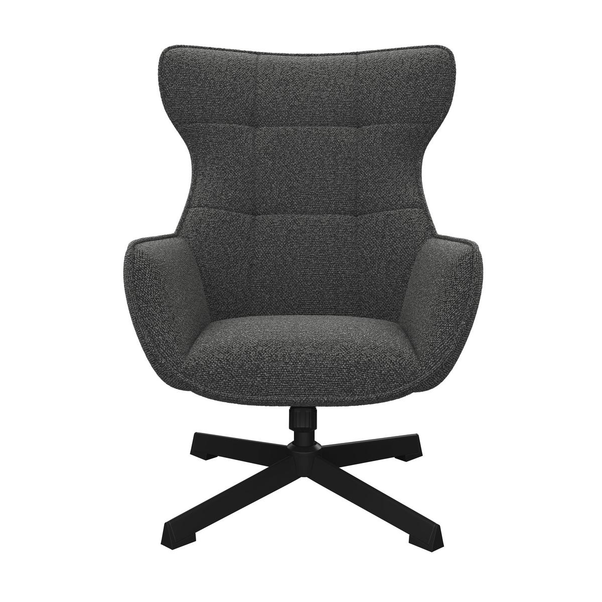 Relaxsessel Bogota Leinenoptik grau, 360° drehbar - Schwarz/Grau, MODERN, Textil/Metall (76/101/86cm) - Luca Bessoni