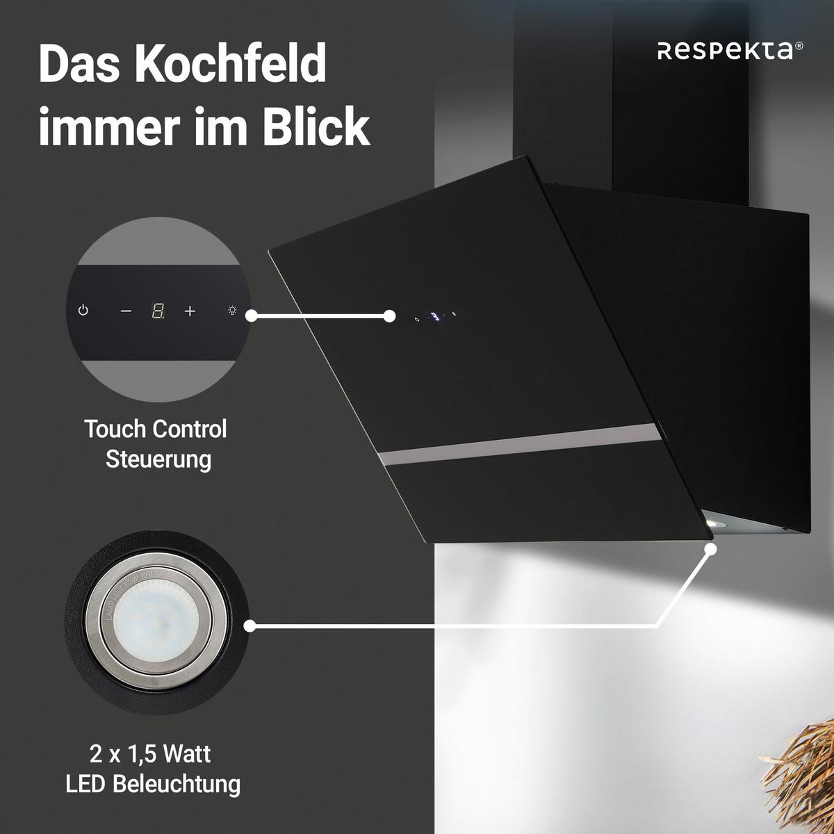 Kopffreihaube Respekta Hera Metall/Glas Schwarz B: 59,5 cm - Schwarz, Trend, Glas/Metall (59,5/74,2-109,2/38,5cm) - Respekta