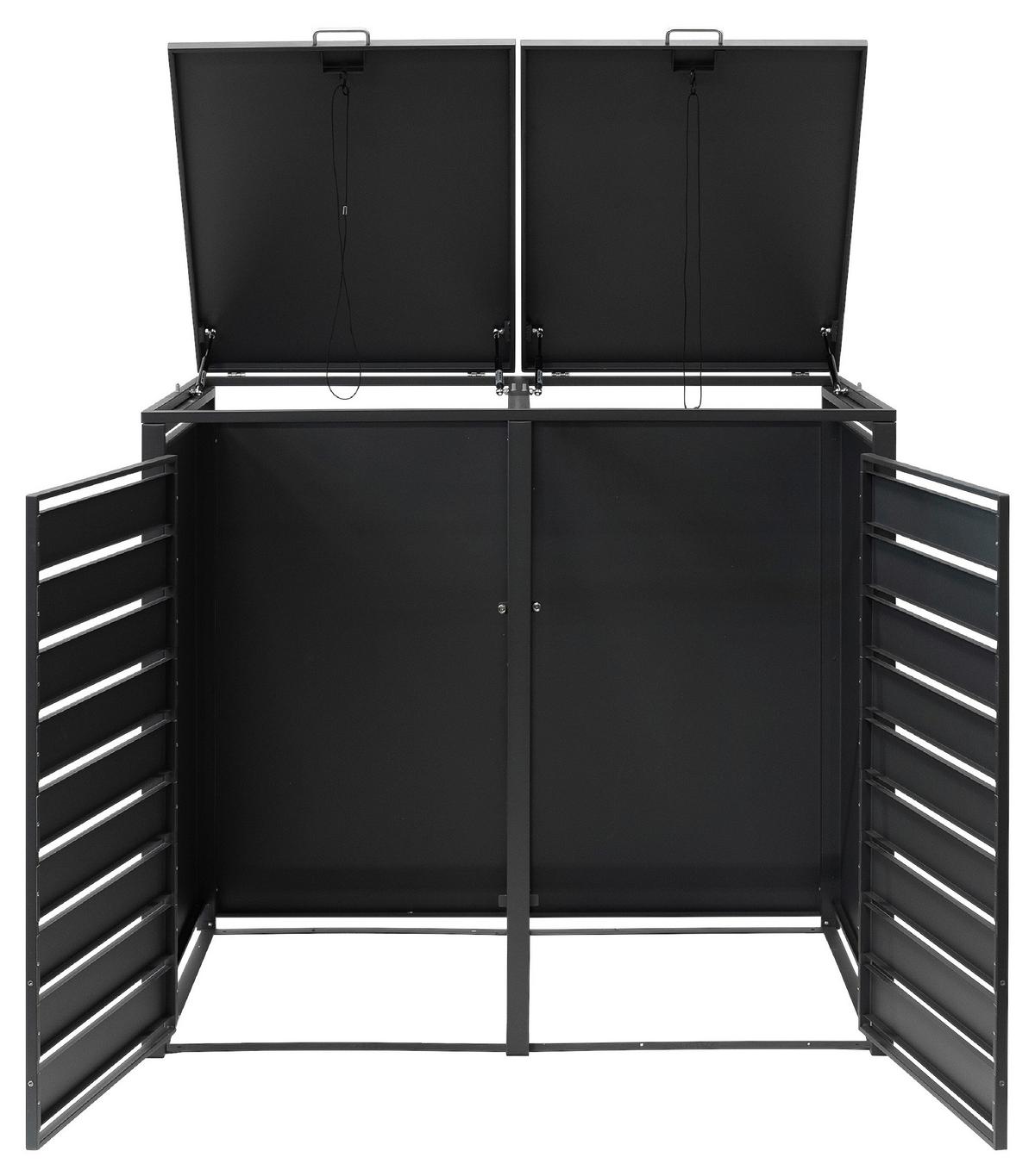 Mülltonnenbox Mülltonnenbox 2-Fach 240 Liter - Anthrazit/Naturfarben, Basics, Metall (80/116/132cm)