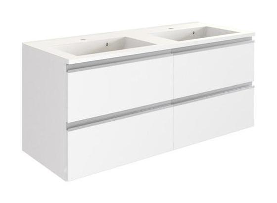 Waschtischunterschrank Arezzo B: 120 cm Weiß - Weiß, Basics, Holzwerkstoff/Stein (120/54/47cm) - Livetastic Waschtischunterschrank Arezzo B: 120 cm Weiß - Weiß, Basics, Holzwerkstoff/Stein (120/54/47cm) - Livetastic