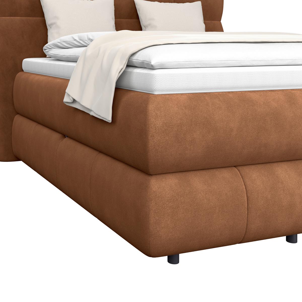 Boxspringbett Carmelo Kupfer 140x200 cm H2 - Schwarz/Kupferfarben, Trend, Textil (140/200cm)