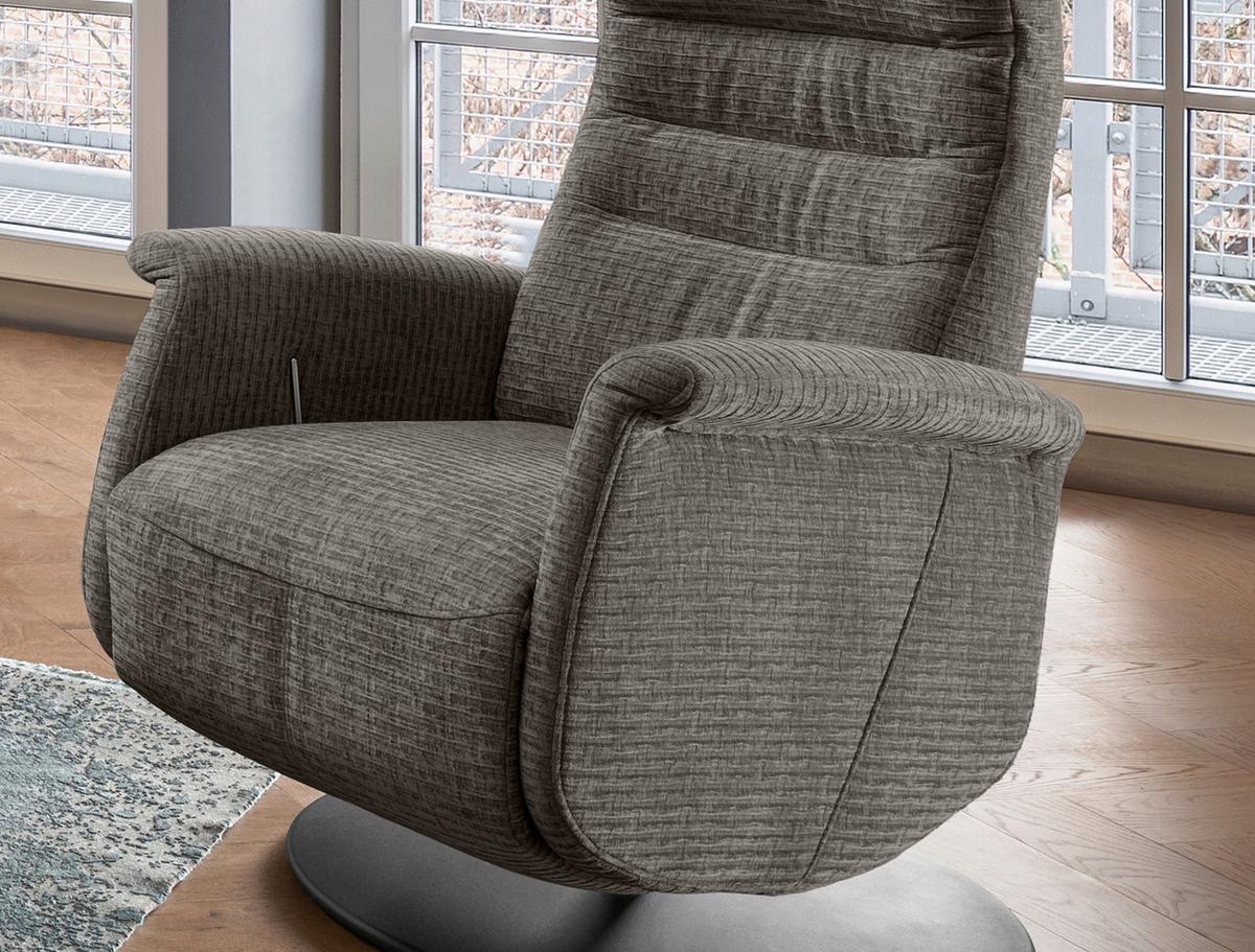 Relaxsessel Latina Graubraun 360 Grad Drehbar, B: 72 Cm - Graubraun/Schwarz, MODERN, Textil (72/118/85-165cm) - Livetastic