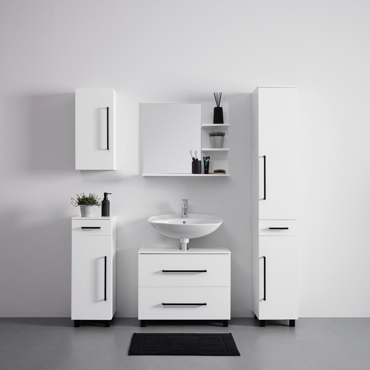Spodní skříňka MARIANNE bílá - bílá/černá, Moderní, kov/kompozitní dřevo (30/84/35cm) - Bessagi Home