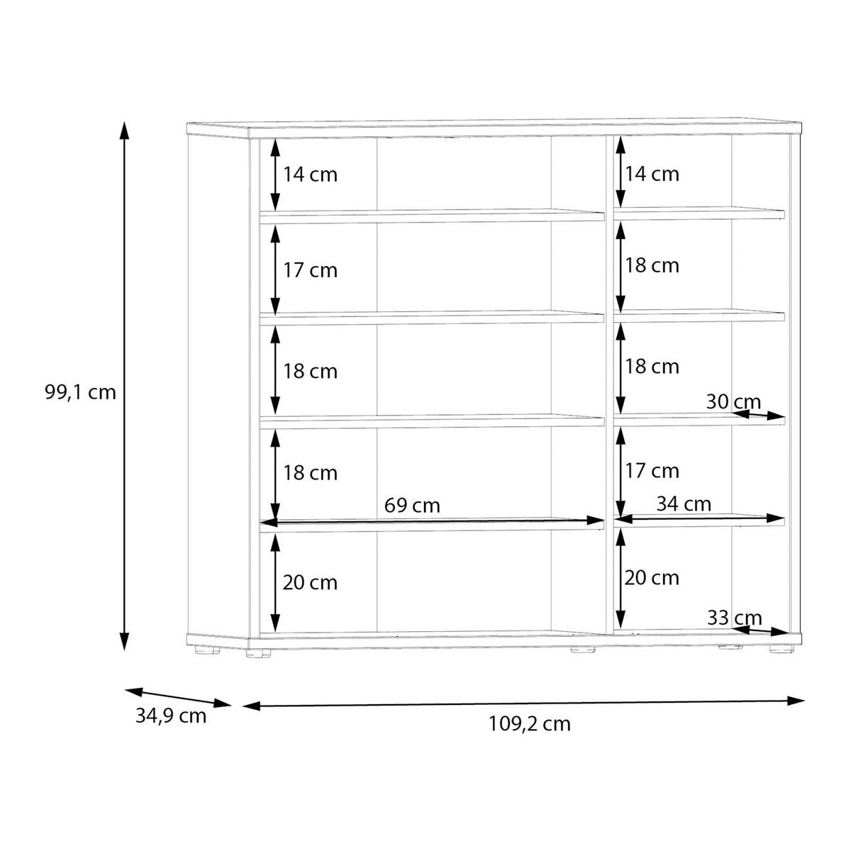 Botník Alice, barva kašmírová, š: 109cm - šedá/pískové barvy, Moderní, kompozitní dřevo/plast (109,2/99,1/34,9cm)