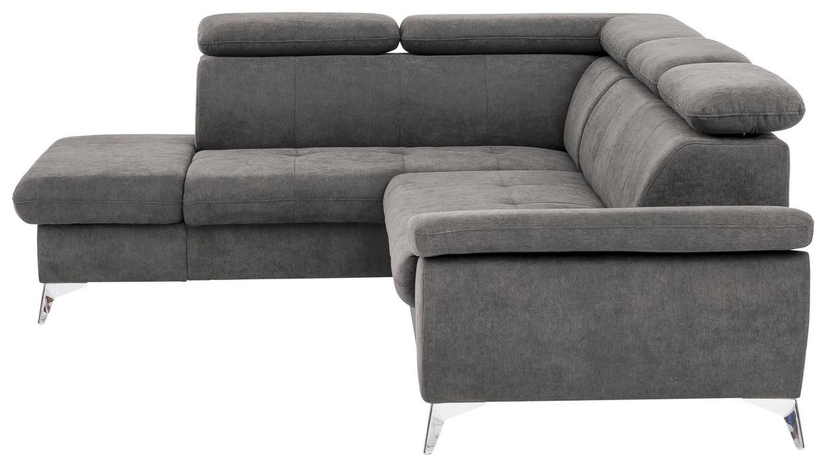 Ecksofa mit Schlaffunktion Gisele und Bettkasten Grau - Chromfarben/Grau, KONVENTIONELL, Textil (209/256cm) - Livetastic