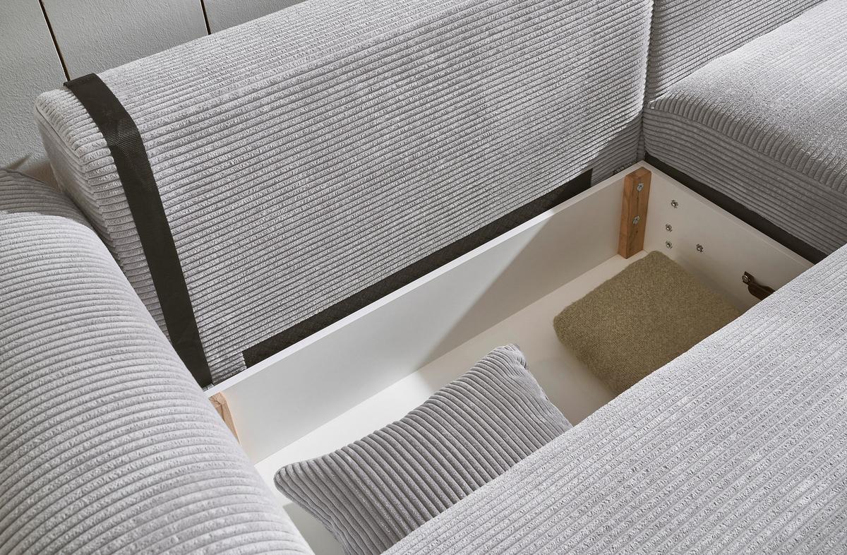 Ecksofa Maureen Hellgrau S: 255/185 Cm - Hellgrau/Schwarz, KONVENTIONELL, Textil (255/185cm) - MID.YOU