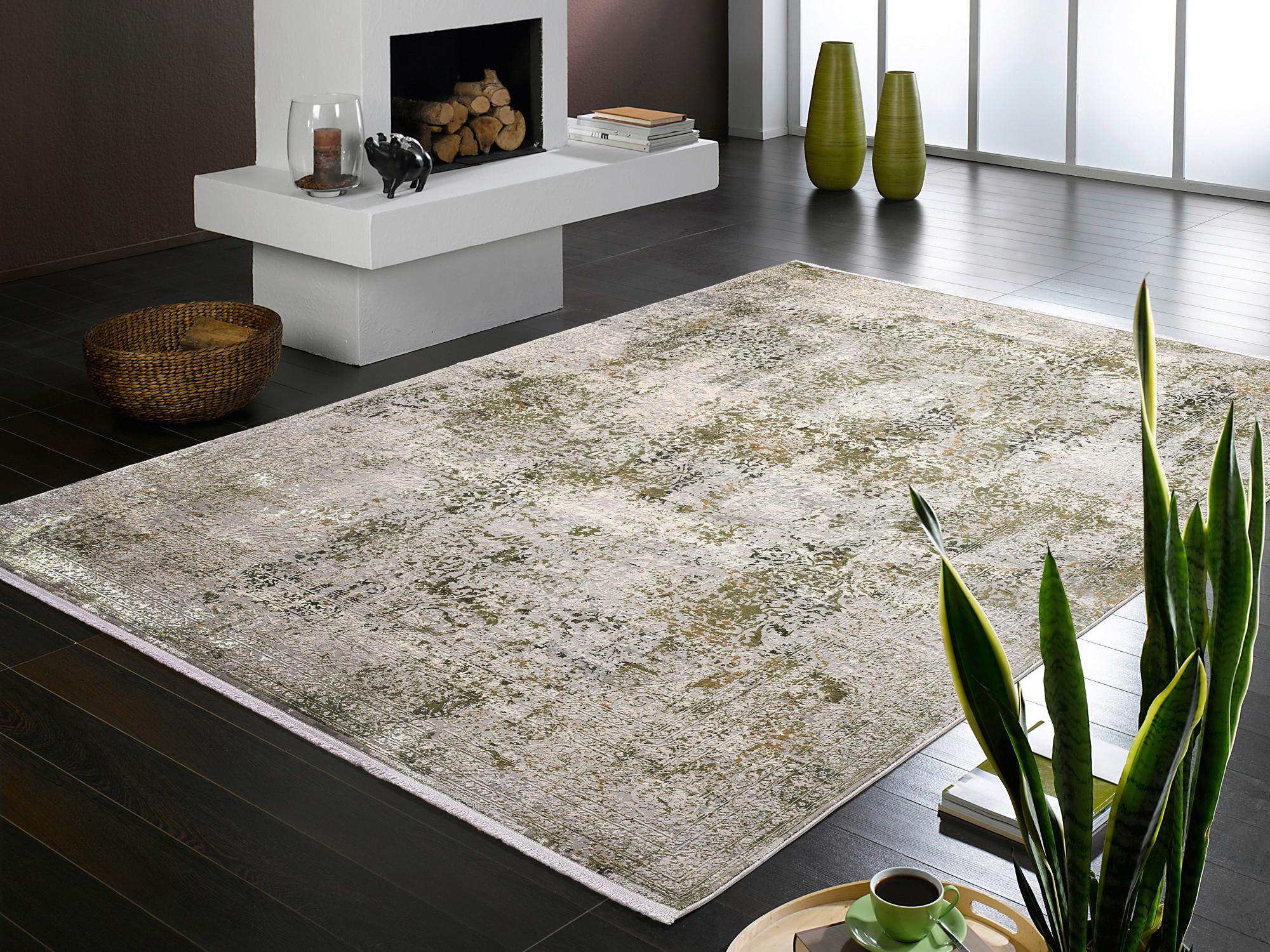 Webteppich Avignon Grau/Grün 80x150 cm - Grau/Grün, Design, Textil (80/150cm) - Dieter Knoll