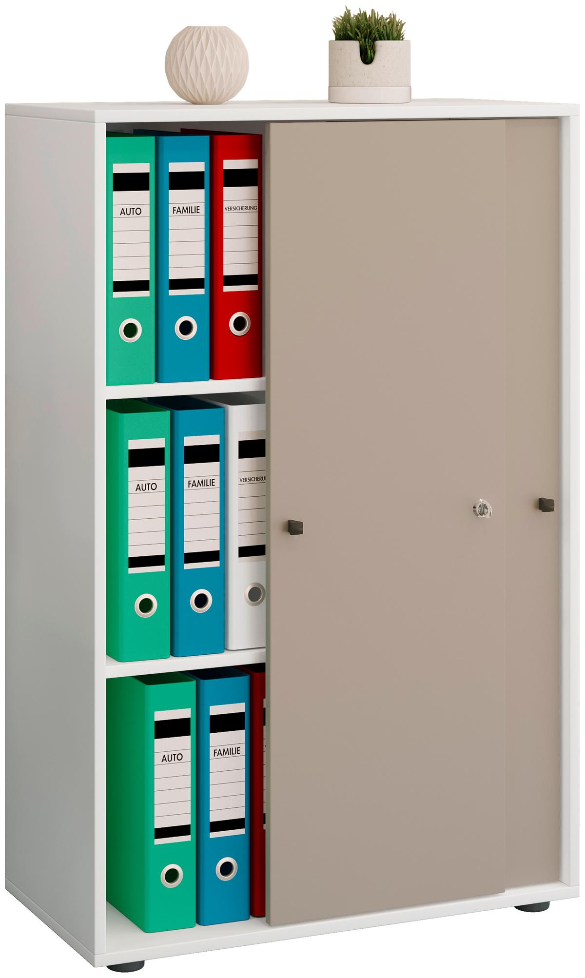 Aktenschrank Lona Grau, Weiß B: 70 cm - Weiß/Grau, Design, Holzwerkstoff (70/110/39cm) - MID.YOU