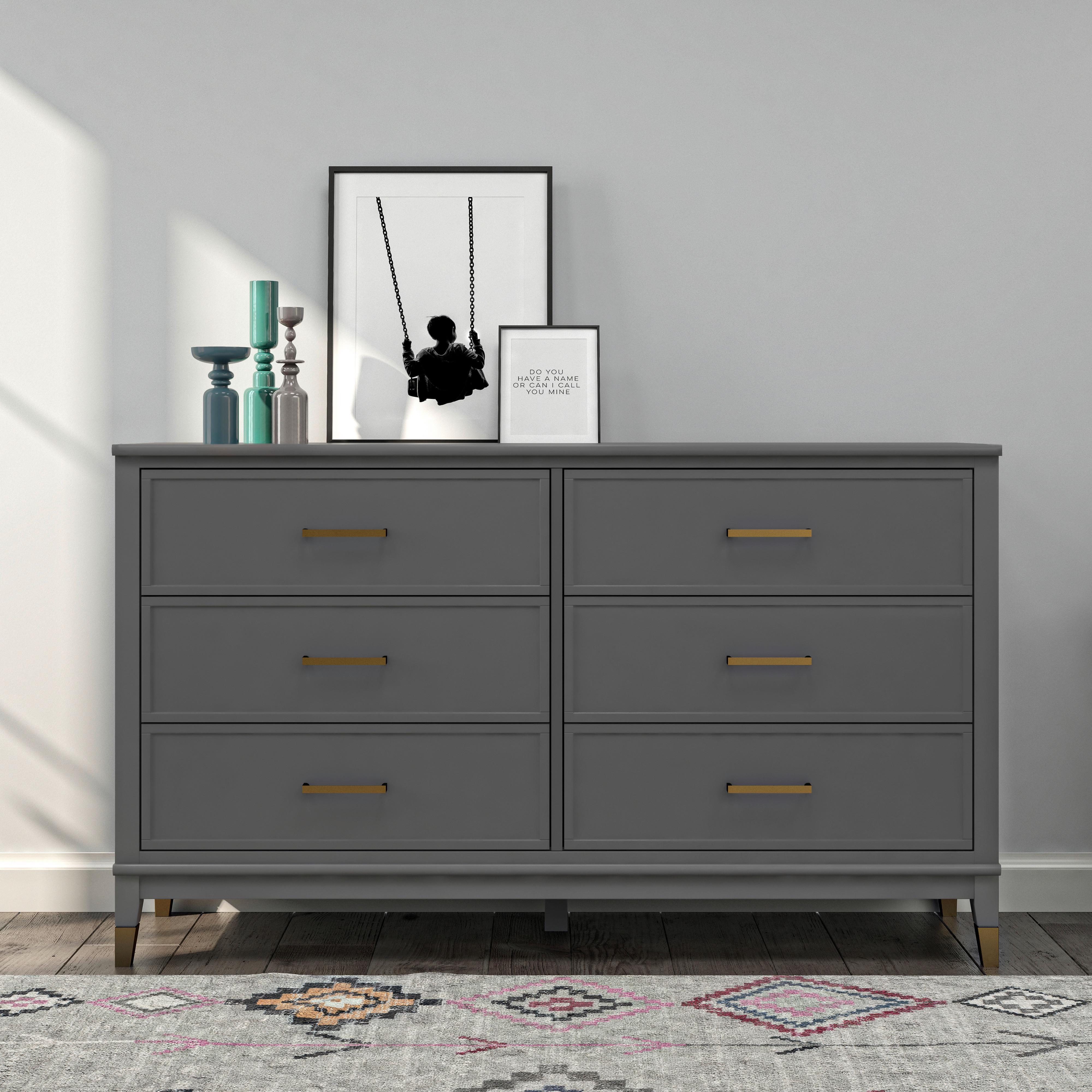 Kommode Westerleigh Grau 145 cm - Messingfarben/Graphitfarben, Design, Holzwerkstoff/Metall (145/85/41cm) - MID.YOU