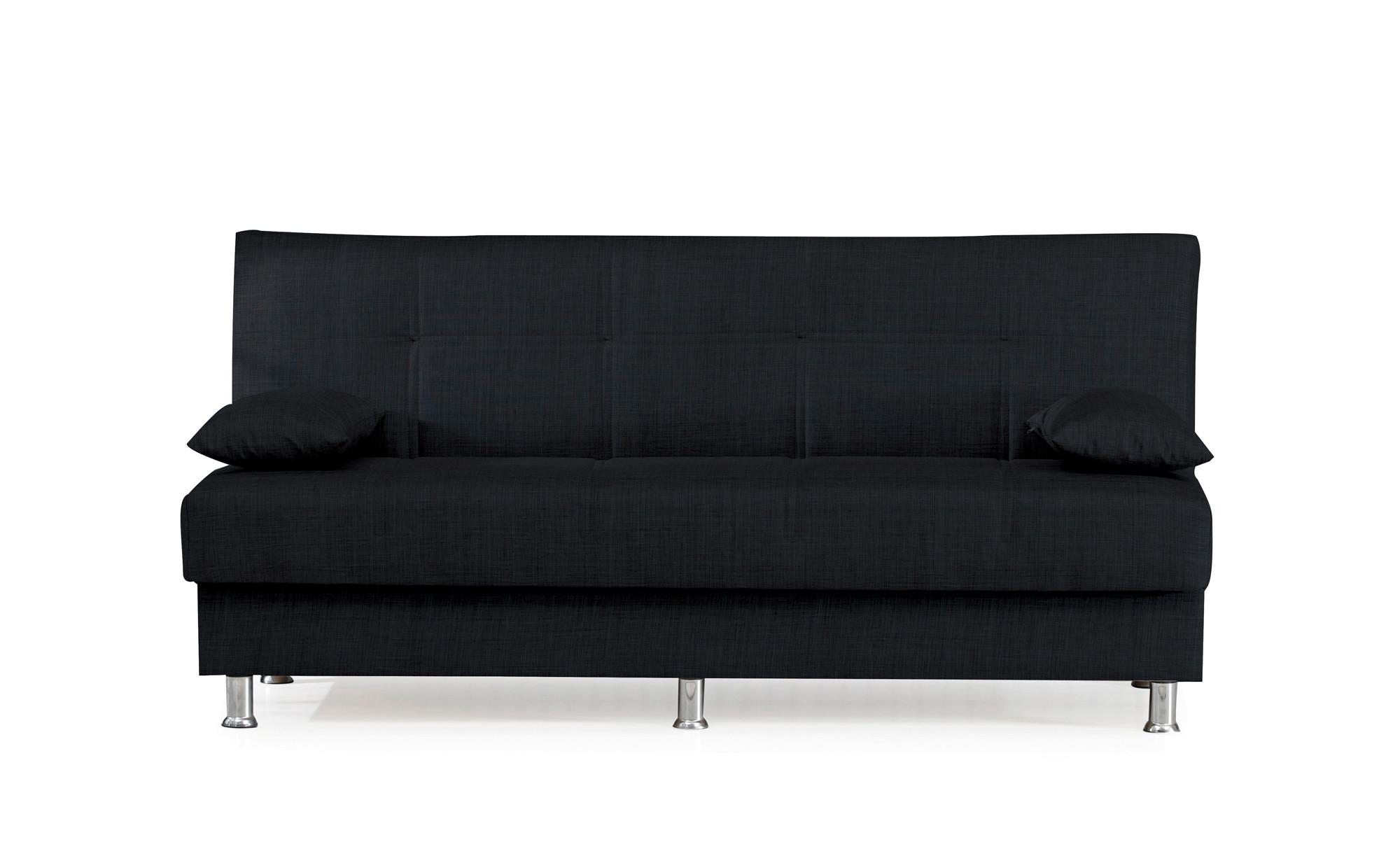 3-Sitzer-Sofa London Mit Schlaffunktion Schwarz - Chromfarben/Schwarz, Design, Textil (190/89/89cm) - Livetastic