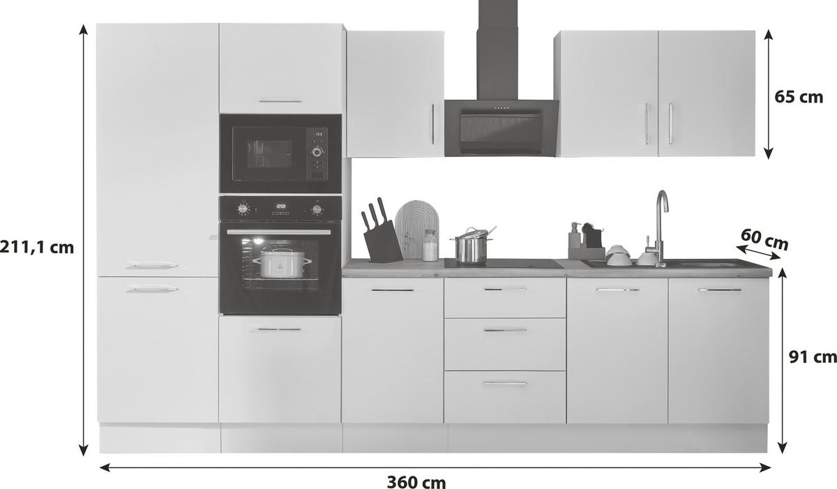 Küchenblock Turin Schwarz/eiche Dekor B: 360 Cm - Schwarz/Eiche Artisan, Basics, Holzwerkstoff (360cm) - P & B