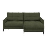 Ecksofa Polis Webstoff dunkelgrün, 221x142cm - Dunkelgrün/Schwarz, Trend, Textil (221/142cm) - Ondega