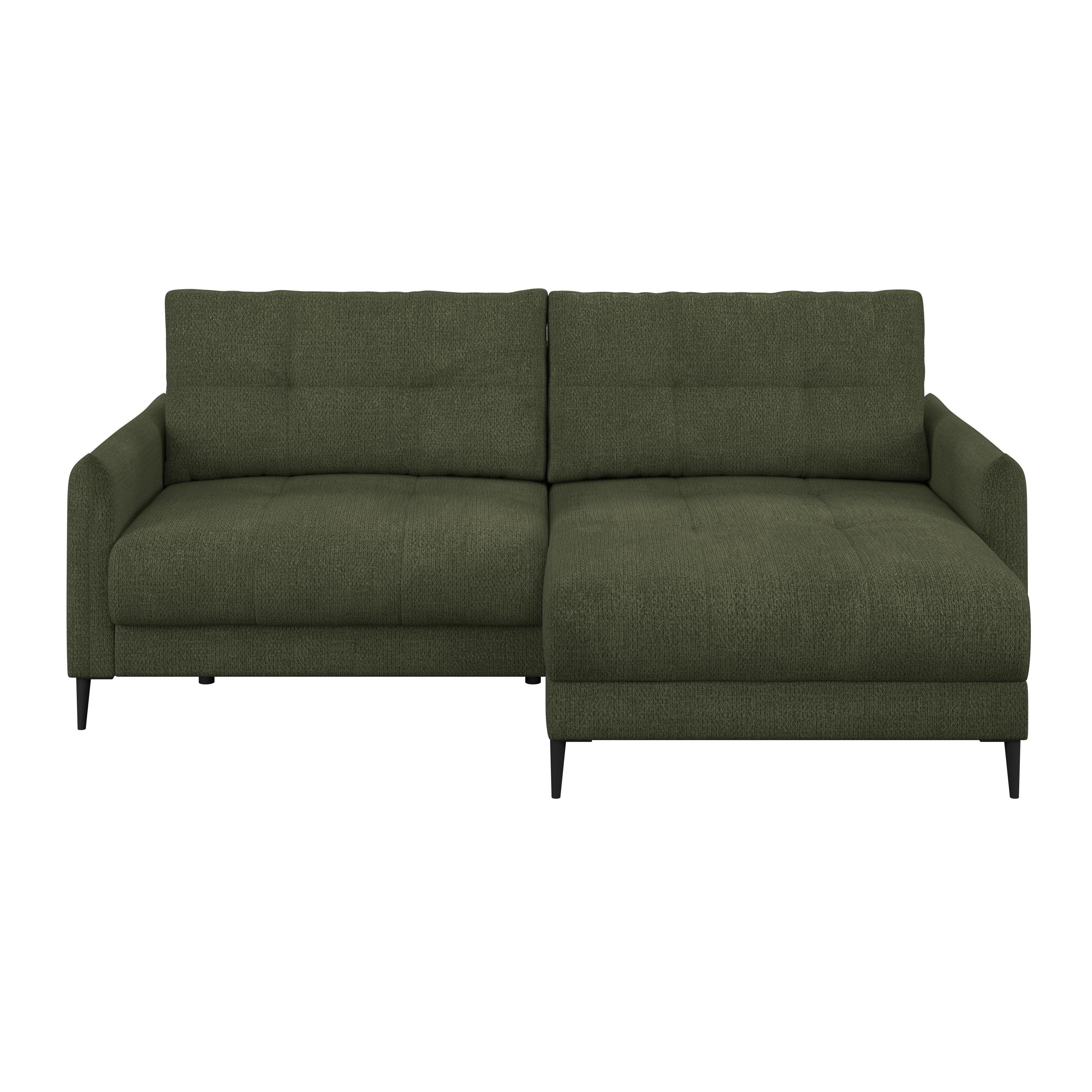 Ecksofa Polis Webstoff dunkelgrün, 221x142cm