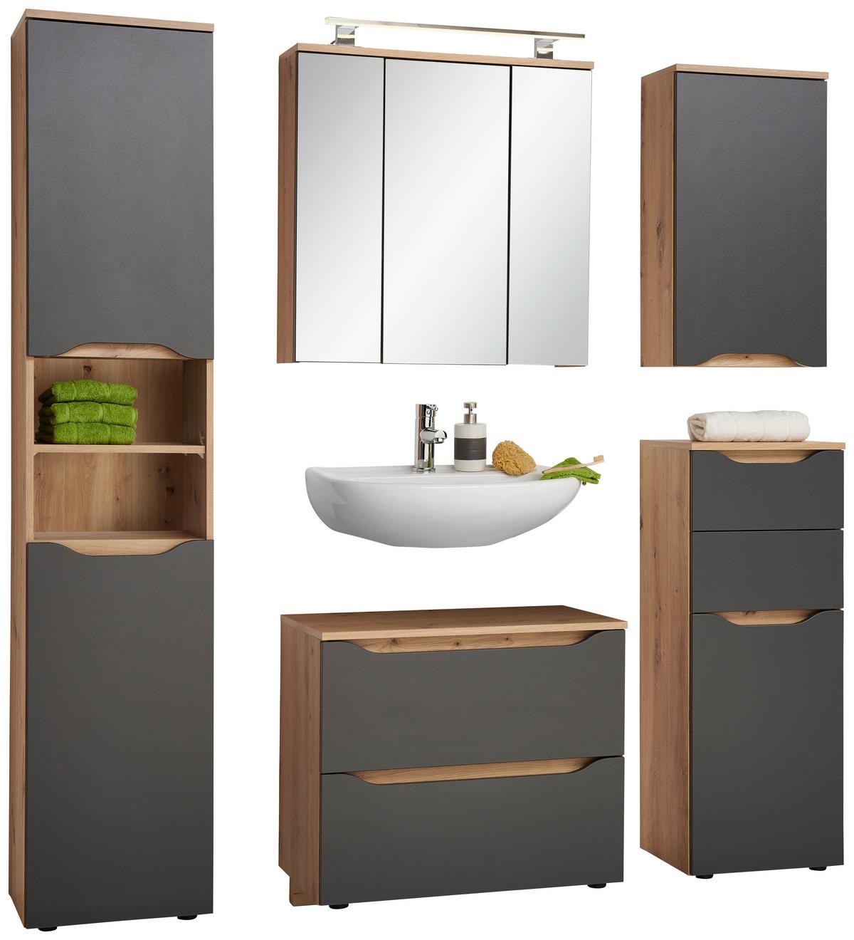 Badezimmer Giga Eichefarben/anthrazit B: 150cm - Anthrazit/Eiche Artisan, MODERN, Holzwerkstoff (150/190/40cm)