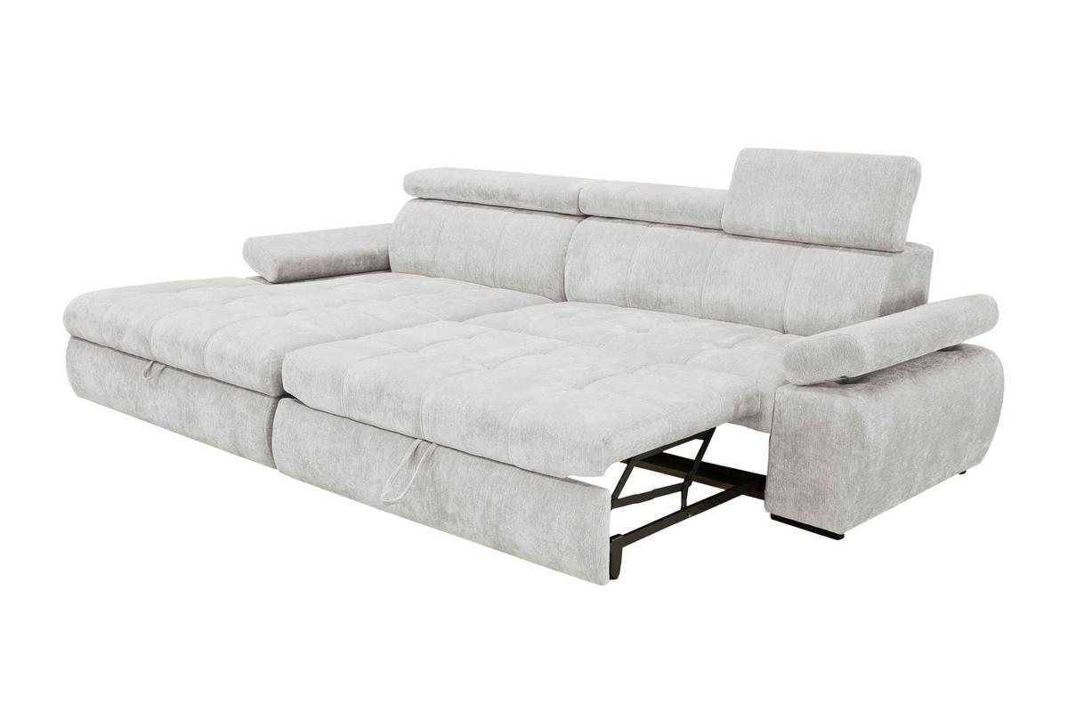 Rohová sedačka VEGAS, levá, světle šedá žinylka - černá/světle šedá, Design, dřevo/textil (173/294cm)