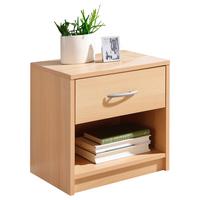 Noční stolek FAIR dekor buk - černá/barvy stříbra, Konvenční, kompozitní dřevo/plast (39/41/28cm) - Based