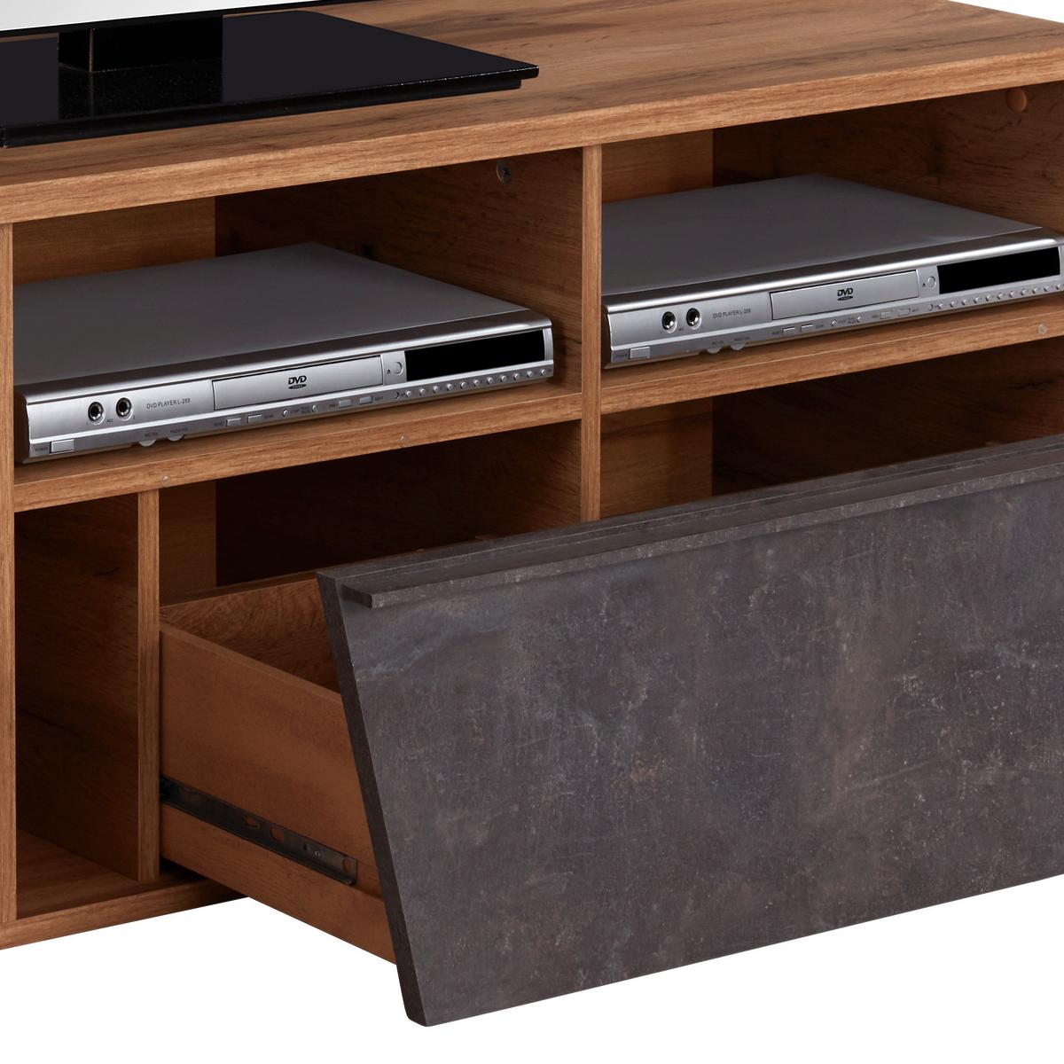 Tv-lowboard Venedig B: 140 Cm Dunnkelgrau Eiche Dekor - Eichefarben/Dunkelgrau, MODERN, Holzwerkstoff (140/47/40cm)