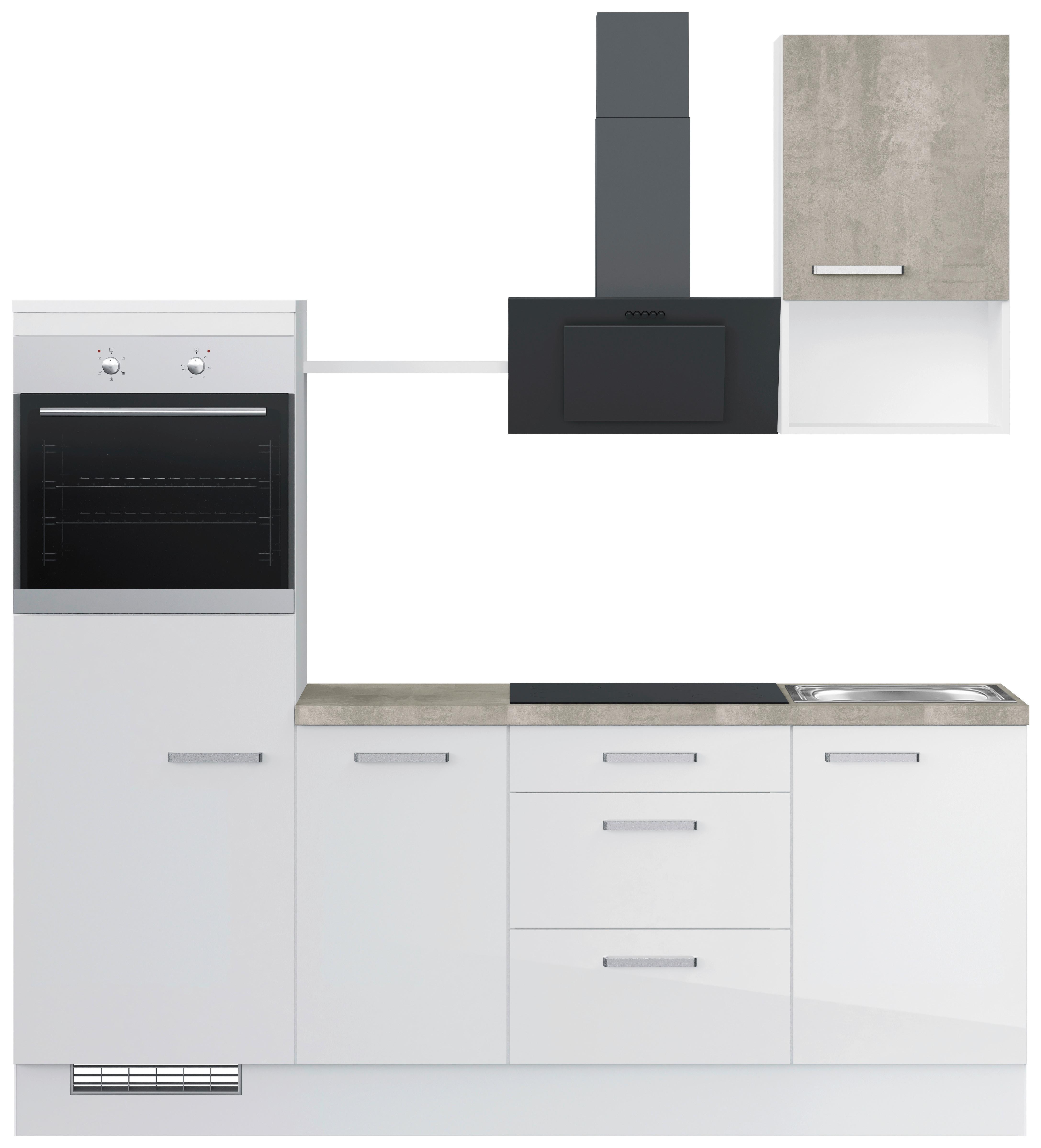 Küchenblock Ip405 Weiß B: 215 Cm - Weiß Hochglanz/Weiß, Trend, Holzwerkstoff (215cm) - Impuls