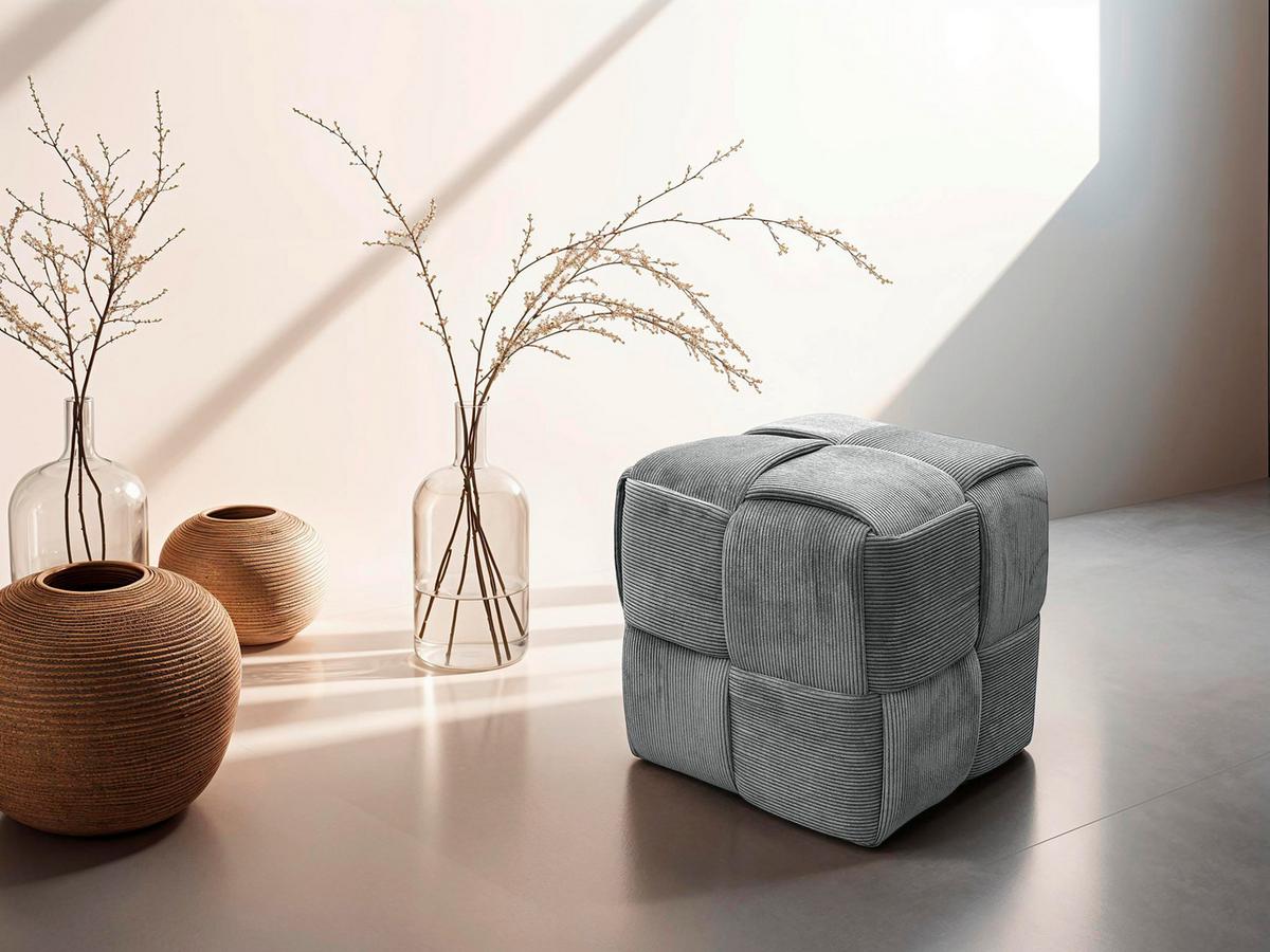 Pouf Urban Grau Gepolstert - Grau, Design, Textil (40/41/40cm) - MID.YOU