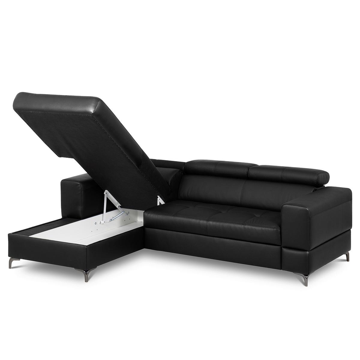 Ecksofa Torino Teilleder Schwarz 173x247 - Schwarz, Design, Leder/Textil (173/247cm) - Livetastic
