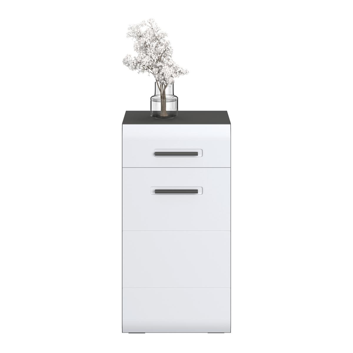 Badezimmer Unterschrank Pearl New Snol 112 BxH 40x77,4 cm - Anthrazit/Weiß, KONVENTIONELL, Holzwerkstoff (40/77,4/29,6cm)