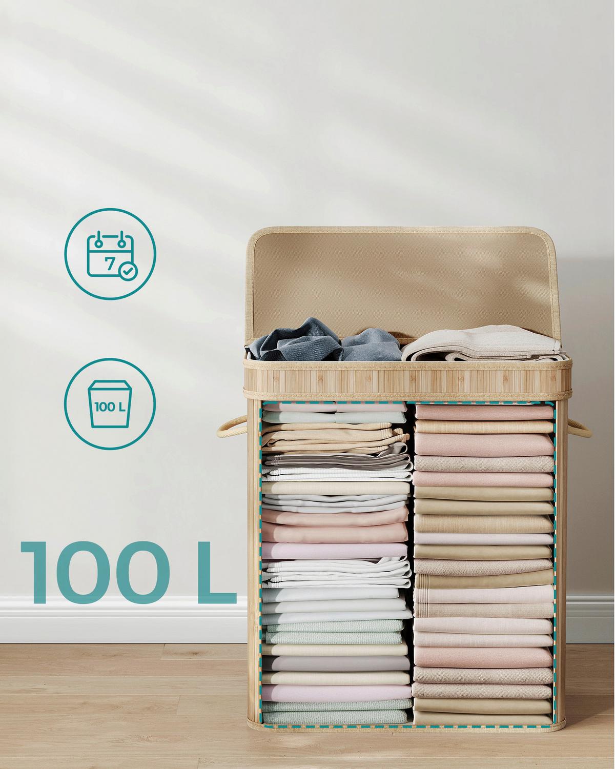 Wäschekorb Naturfarben B: 54,5 Cm - Naturfarben, Basics, Naturmaterialien/Holzwerkstoff (54,5/61/34,5cm)