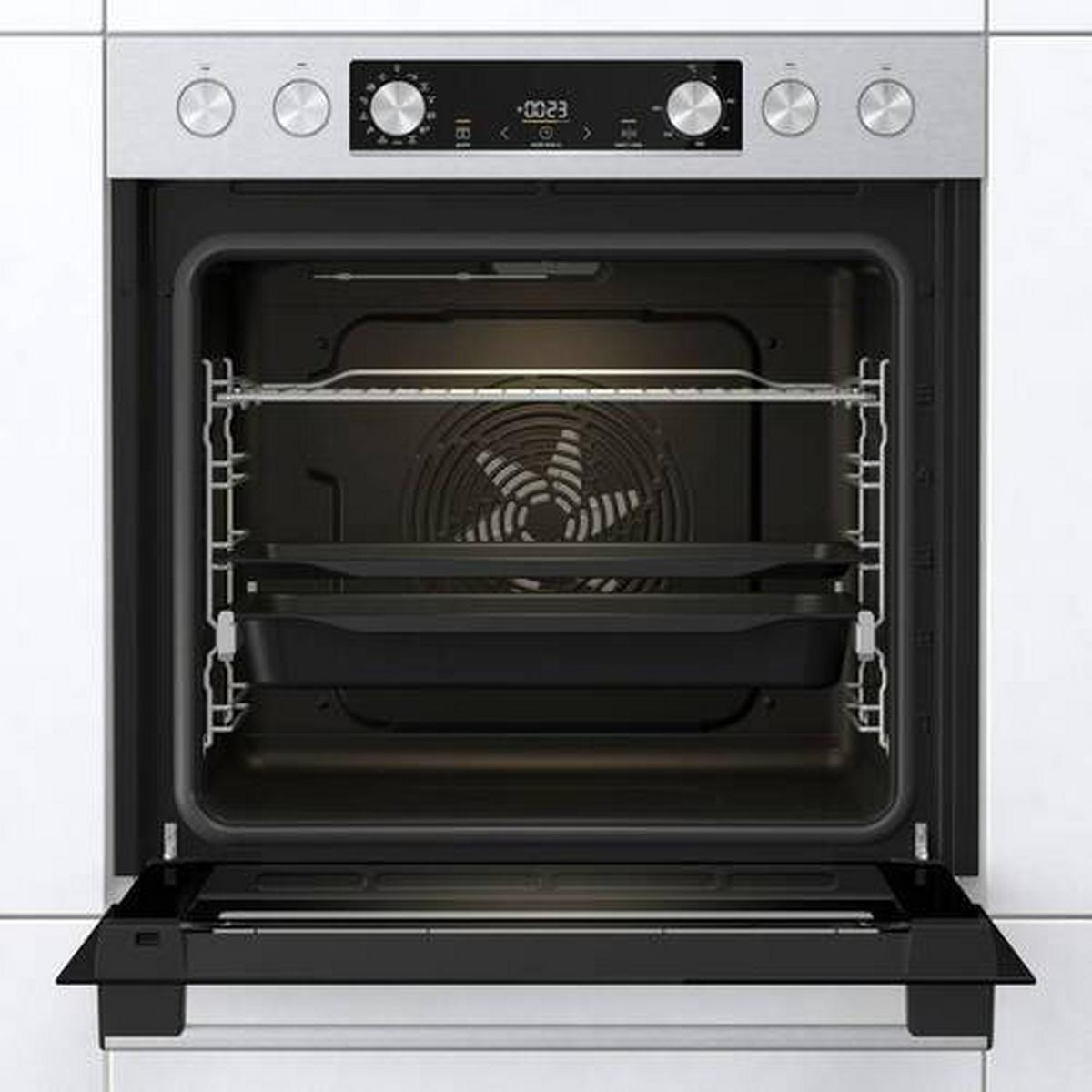 Einbauherd-Set B: 59,5 cm Elektro-Glaskeramik - Edelstahlfarben/Schwarz, Basics, Glas/Metall (59,5/59,5/56,4cm) - Gorenje