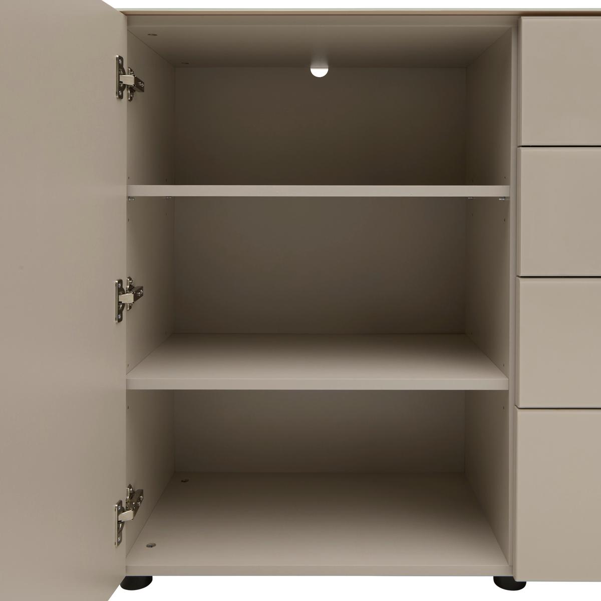 Široká komoda SIENA sklo, kašmír - černá/kašmírová, Moderní, kov/kompozitní dřevo (181/84/40cm) - Premium Living