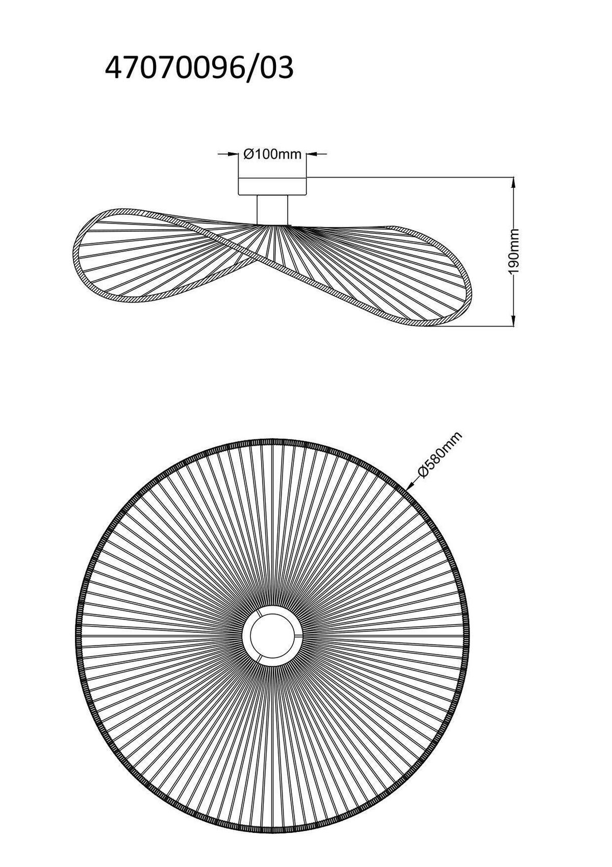 STROPNÉ SVIETIDLO BLI - čierna, Modern, kov/papier (58/19cm) - Mömax