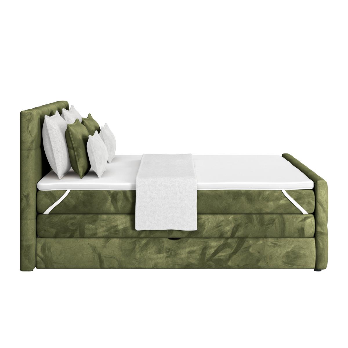 Boxspringbett mit Topper und Bettkasten 160x200 cm Medino - Dunkelgrün, KONVENTIONELL, Holz/Holzwerkstoff (160/200cm) - Luca Bessoni
