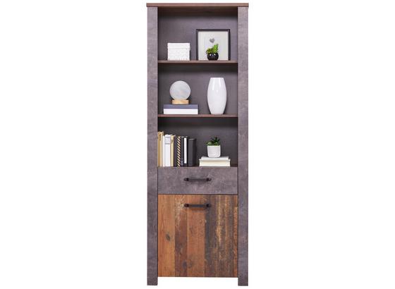 Regal mit Schrank + Lade Ontario B 71,4cm, Old Style - Dunkelgrau/Eichefarben, Trend, Holzwerkstoff (71,4/200/41,5cm) - Ombra Regal mit Schrank + Lade Ontario B 71,4cm, Old Style - Dunkelgrau/Eichefarben, Trend, Holzwerkstoff (71,4/200/41,5cm) - Ombra