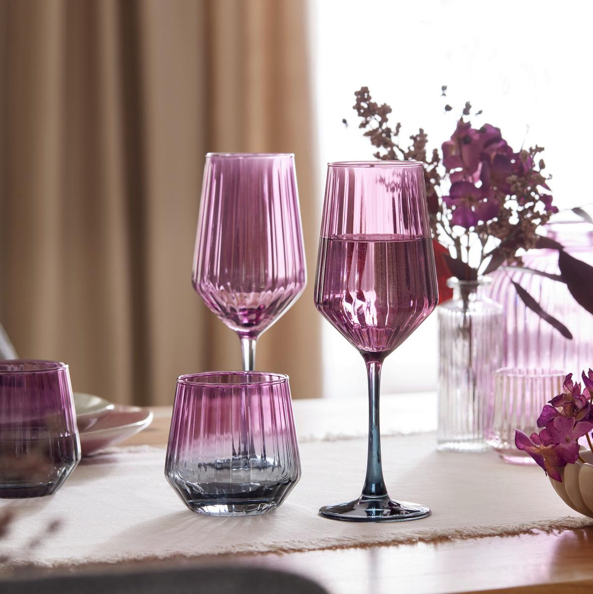 Pohár na víno 380 ml - lila/modrosivá, Modern, sklo (6,2/23,2cm) - Mömax