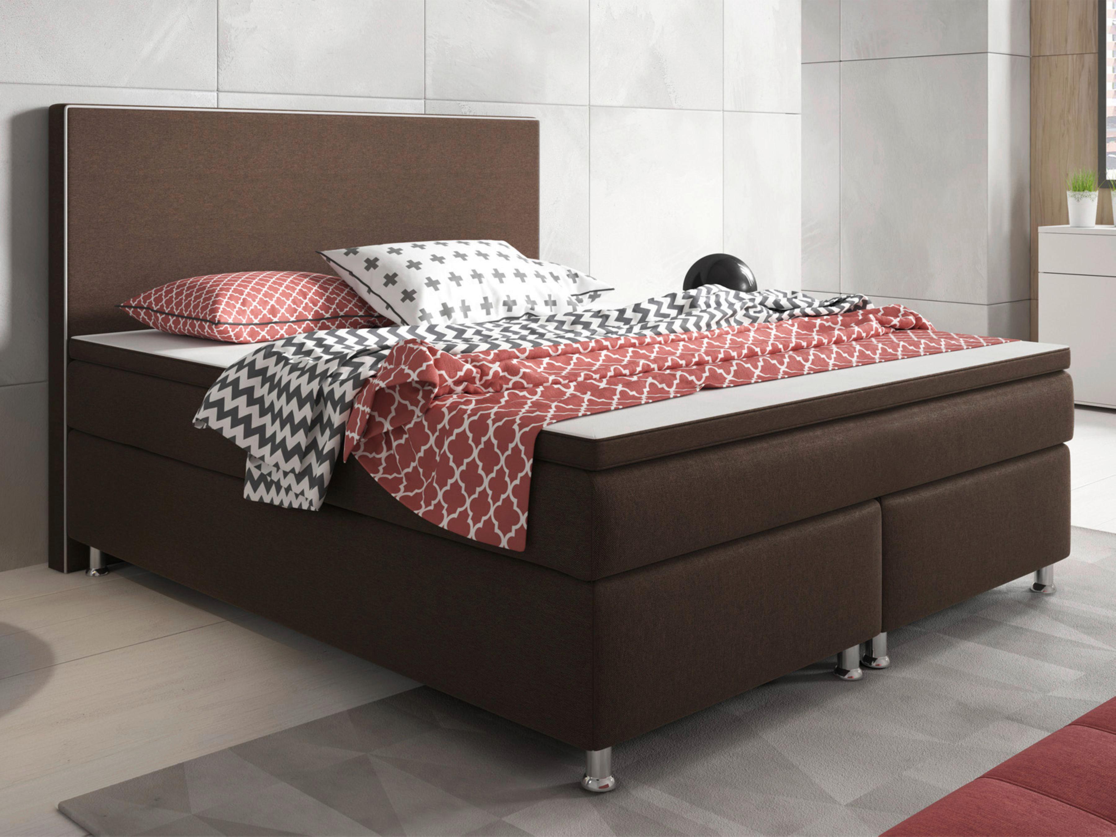 Boxspringbett Mit Topper 180x200 Cm King Size-F - Silberfarben/Braun, KONVENTIONELL, Textil (180/115/210cm) - MID.YOU