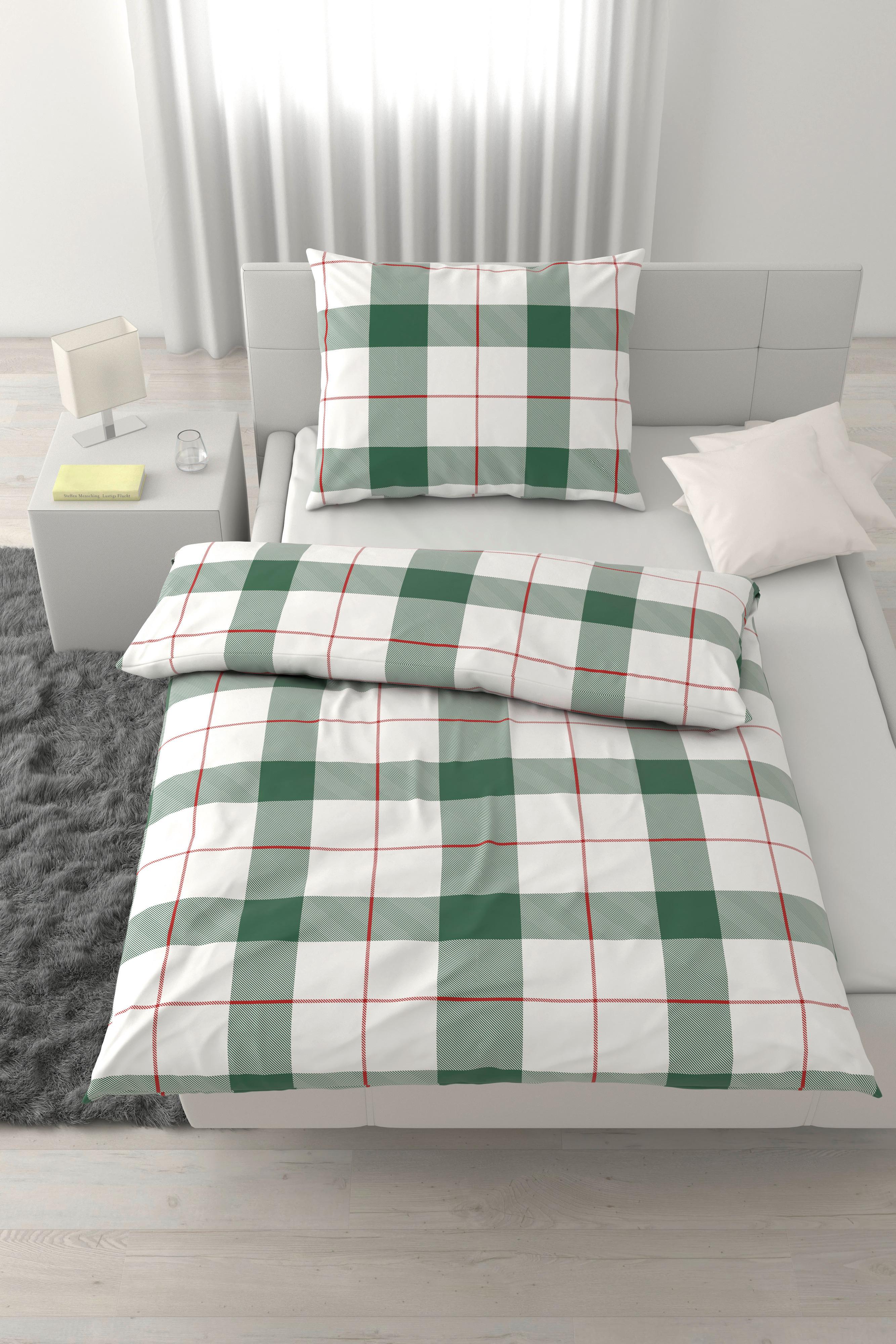 POSTEĽNÁ BIELIZEŇ KAROLIN - biela/zelená, Konventionell, textil (140/200cm) - Mömax
