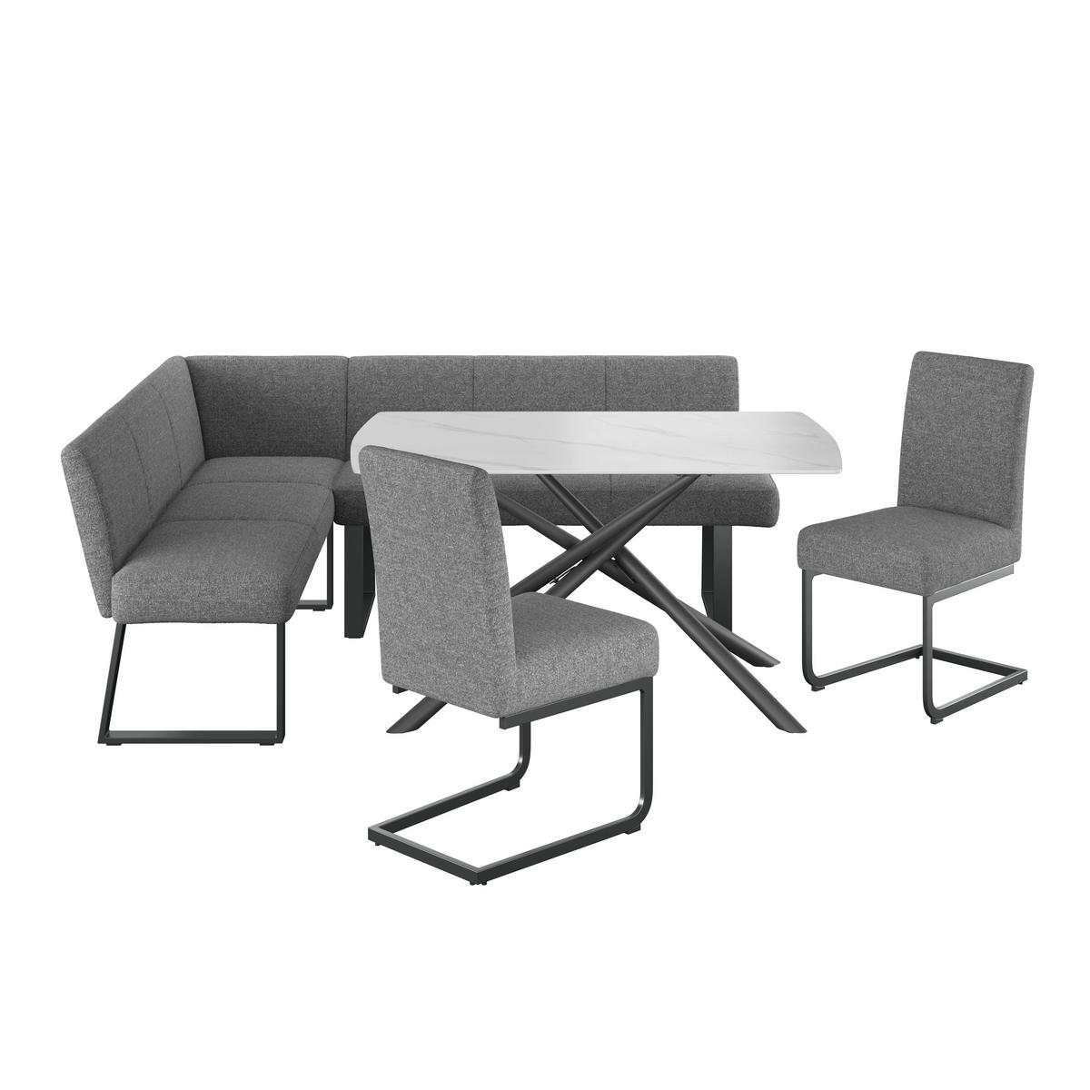 Eckbank Anthrazit/Metallbeine Terri 150x190 cm - Anthrazit/Schwarz, MODERN, Textil/Metall (150/190cm) - MID.YOU
