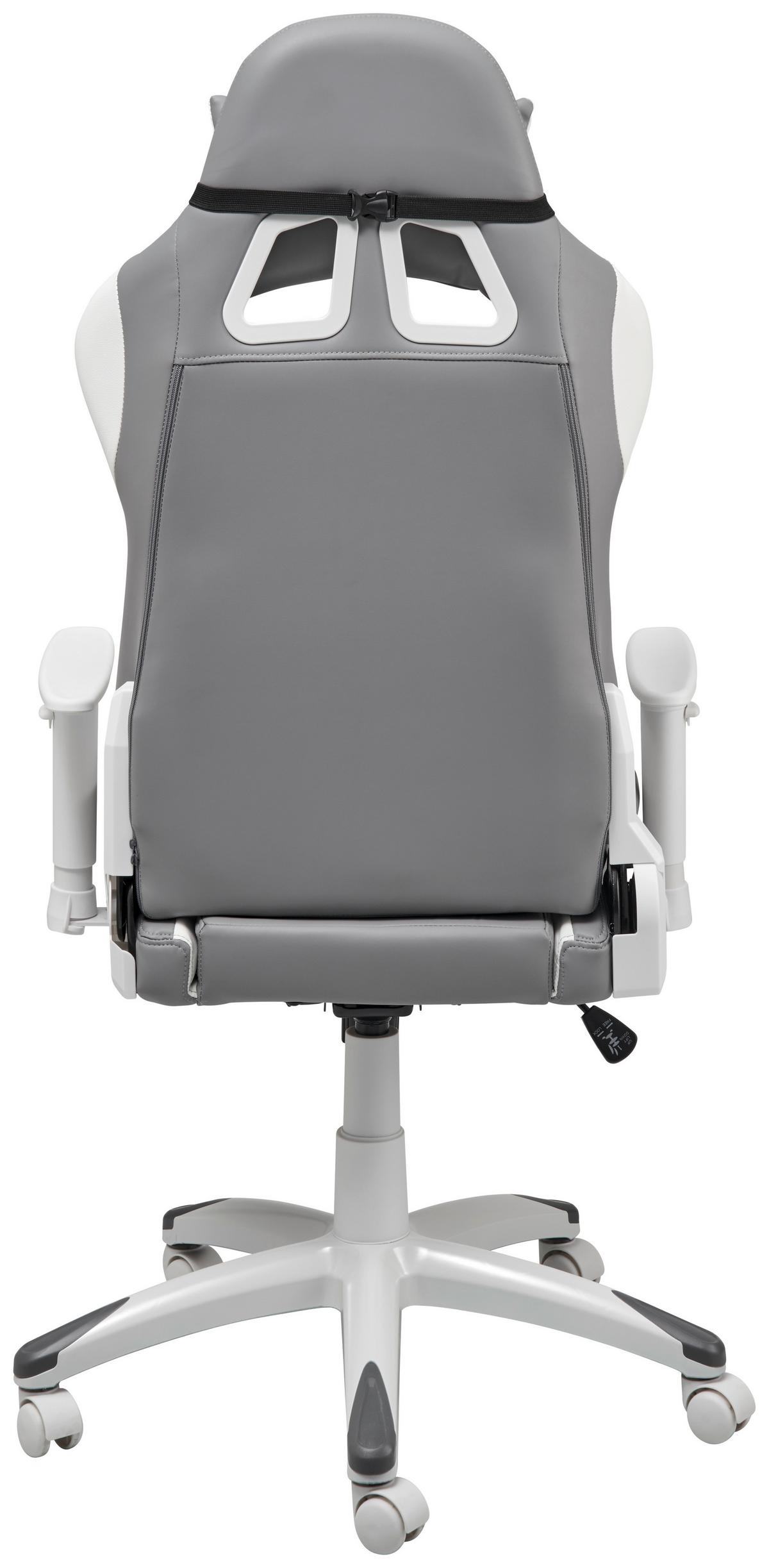 Gamingstuhl Racer - Weiß/Grau, MODERN, Kunststoff/Textil (66/126-134/59cm) - Livetastic