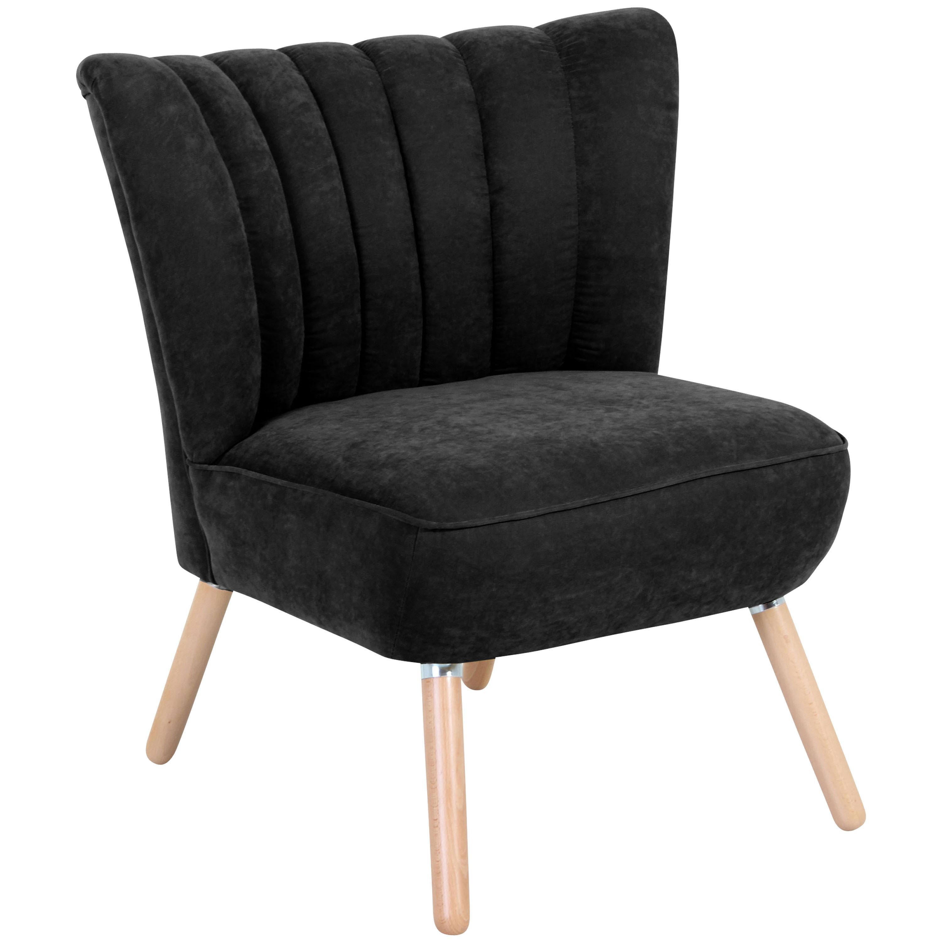 Polsterstuhl Alessandro Schwarz, Holz-Beine - Buchefarben/Schwarz, Design, Textil (70/80/66cm) - Max Winzer