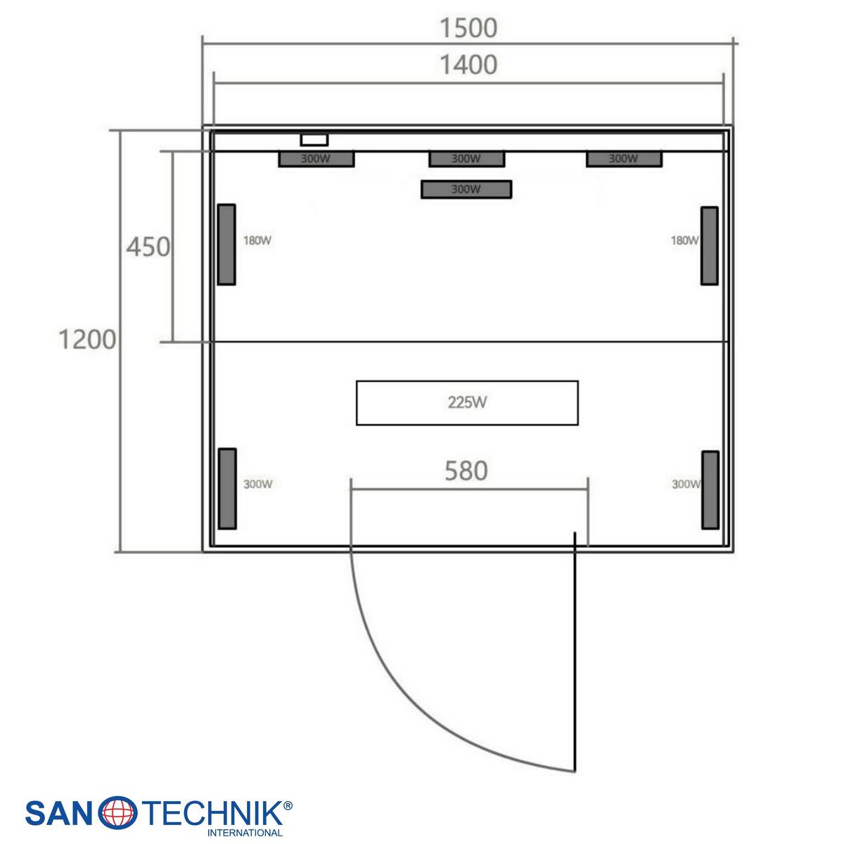 Infrarotkabine 3 Personen LBH: 150x120x200 - Naturfarben, KONVENTIONELL, Holz (150/120/200cm) - Sanotechnik