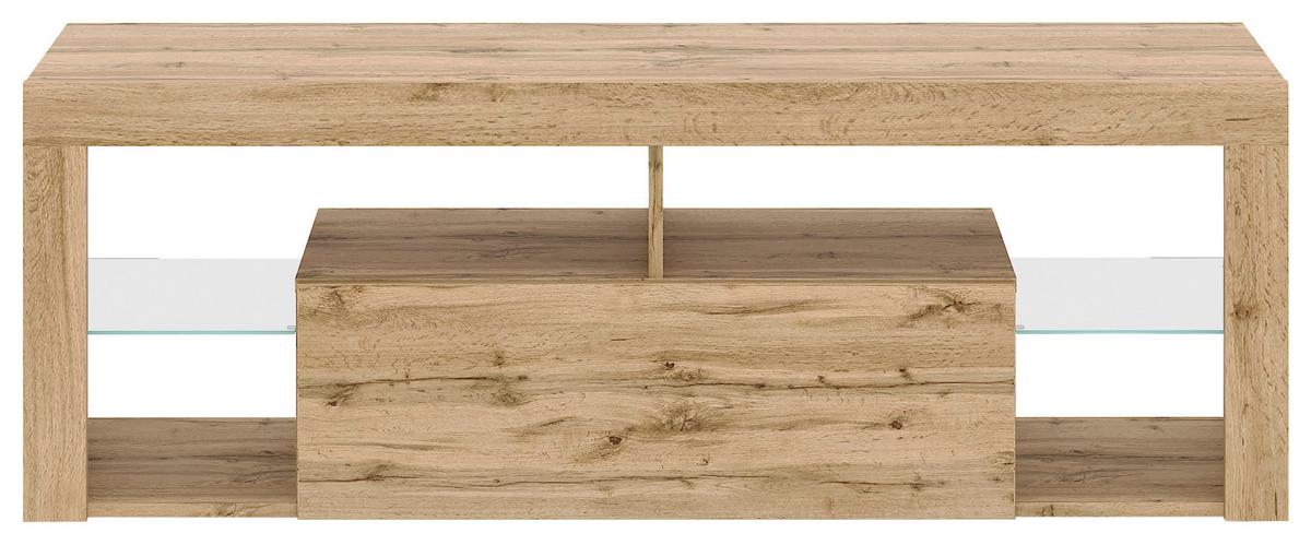 Lowboard Everest 140 - Eiche Wotan/Schwarz, Design, Glas/Holzwerkstoff (140/50,5/35cm) - Livetastic