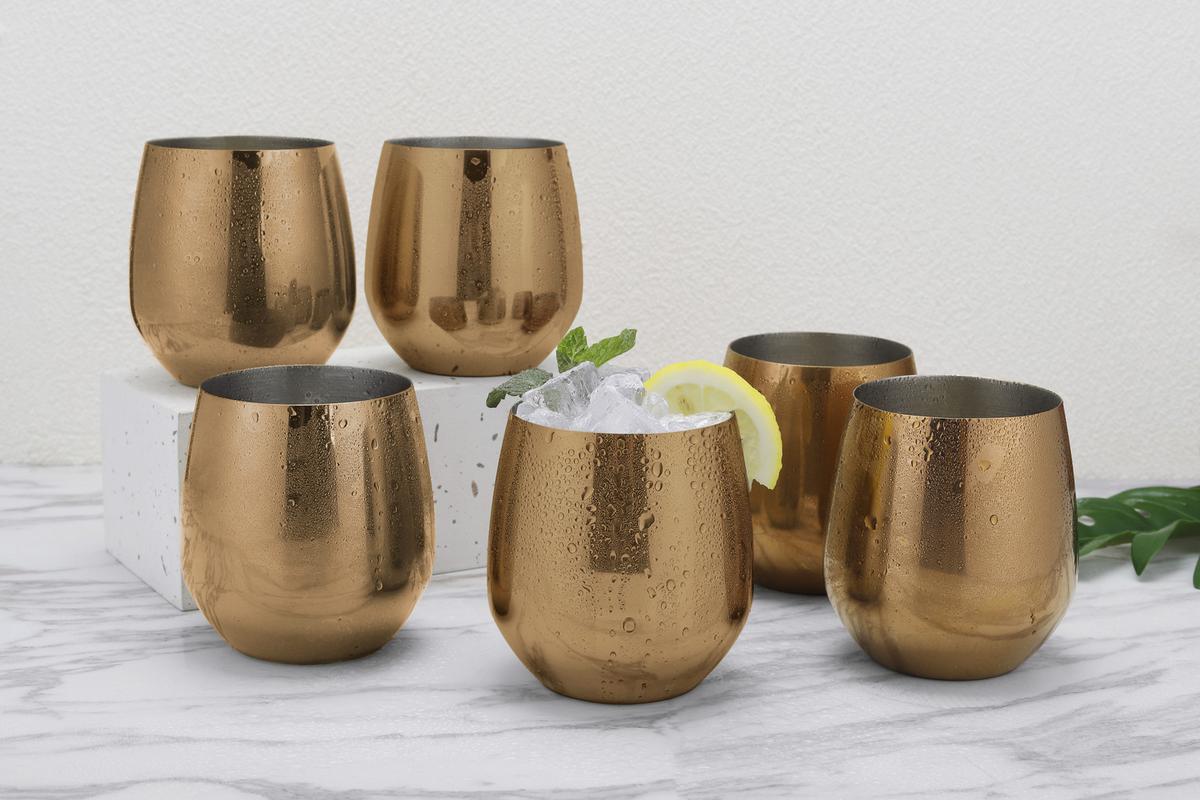 Gläserset 6-Teilig - Kupferfarben, Trend, Metall (9,9cm) - Echtwerk